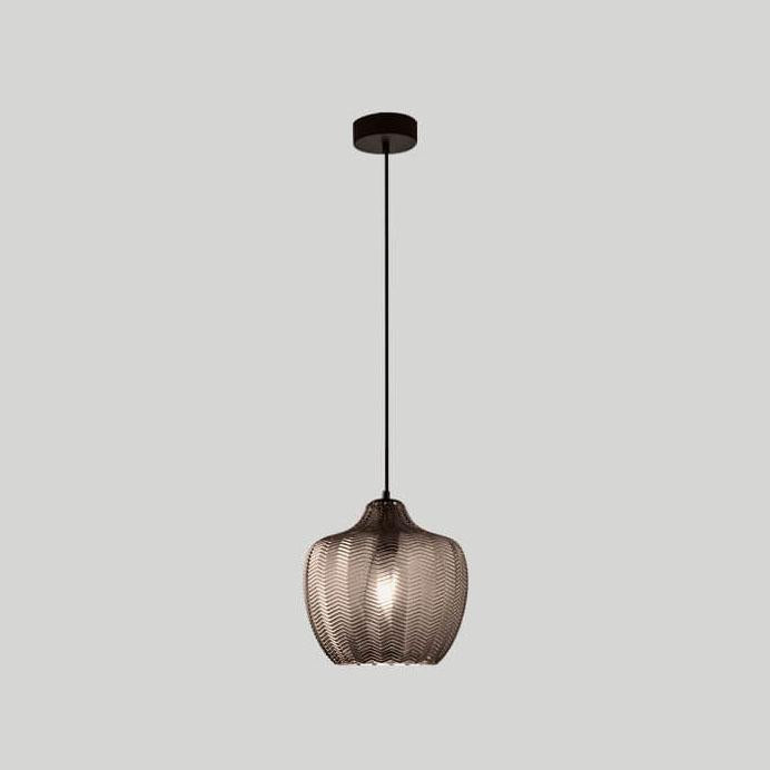 Nordic Wavy Glass 1-Light Barrel Pendant with Textured Finish