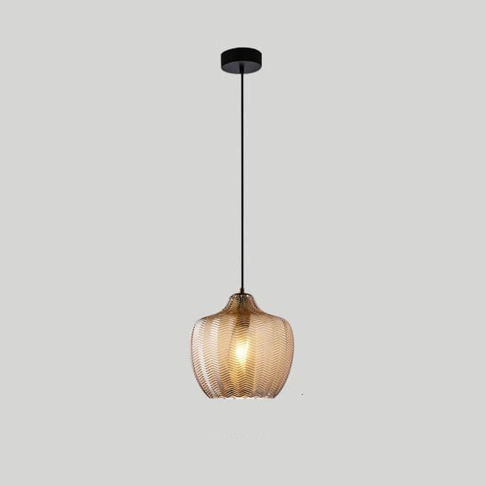 Nordic Wavy Glass 1-Light Barrel Pendant with Textured Finish