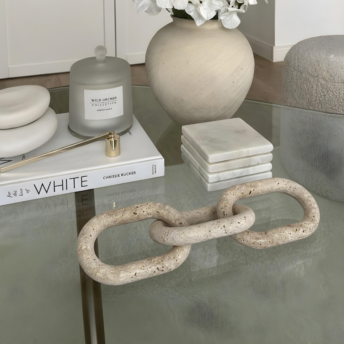 Bello Decorative Chain | Natural Travertine, Handmade Design