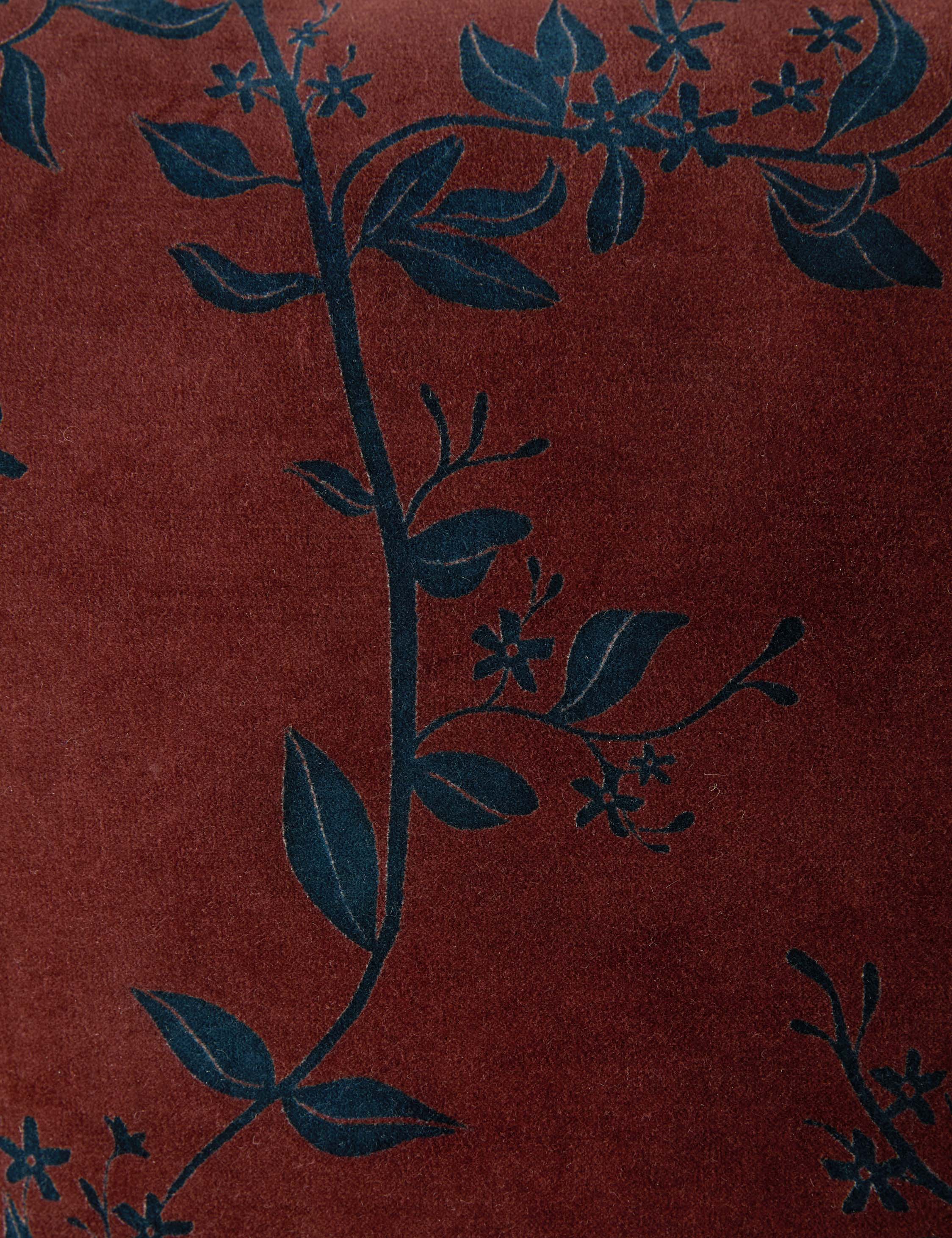 Carmine Luxe Pillow | Dark Floral Print, Rich Velvet
