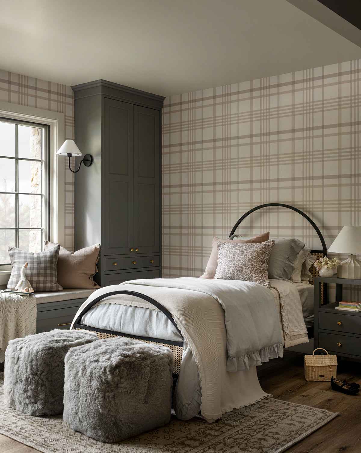 Ridge Plaid Wallpaper  Timeless Design in Blue or Taupe