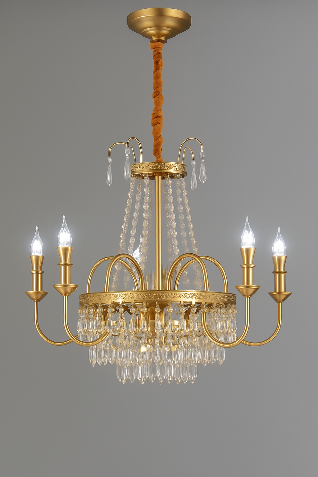 Bello Crystal Chandelier | Brass Finish, Dimmable E14 Socket