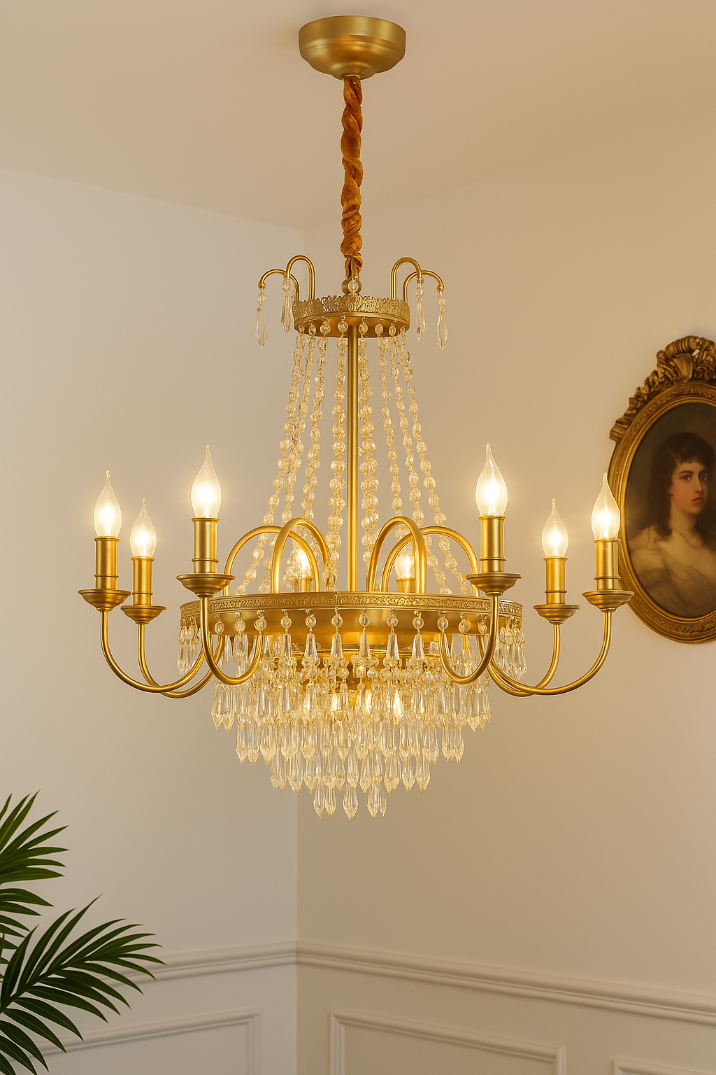 Bela Crystal Chandelier | 8 Lamps, Brass Finish Ø85 cm