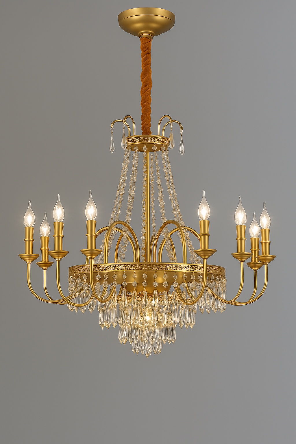 Bristol Chandelier | 8-Light Brass with Crystal Prisms Ø85 cm