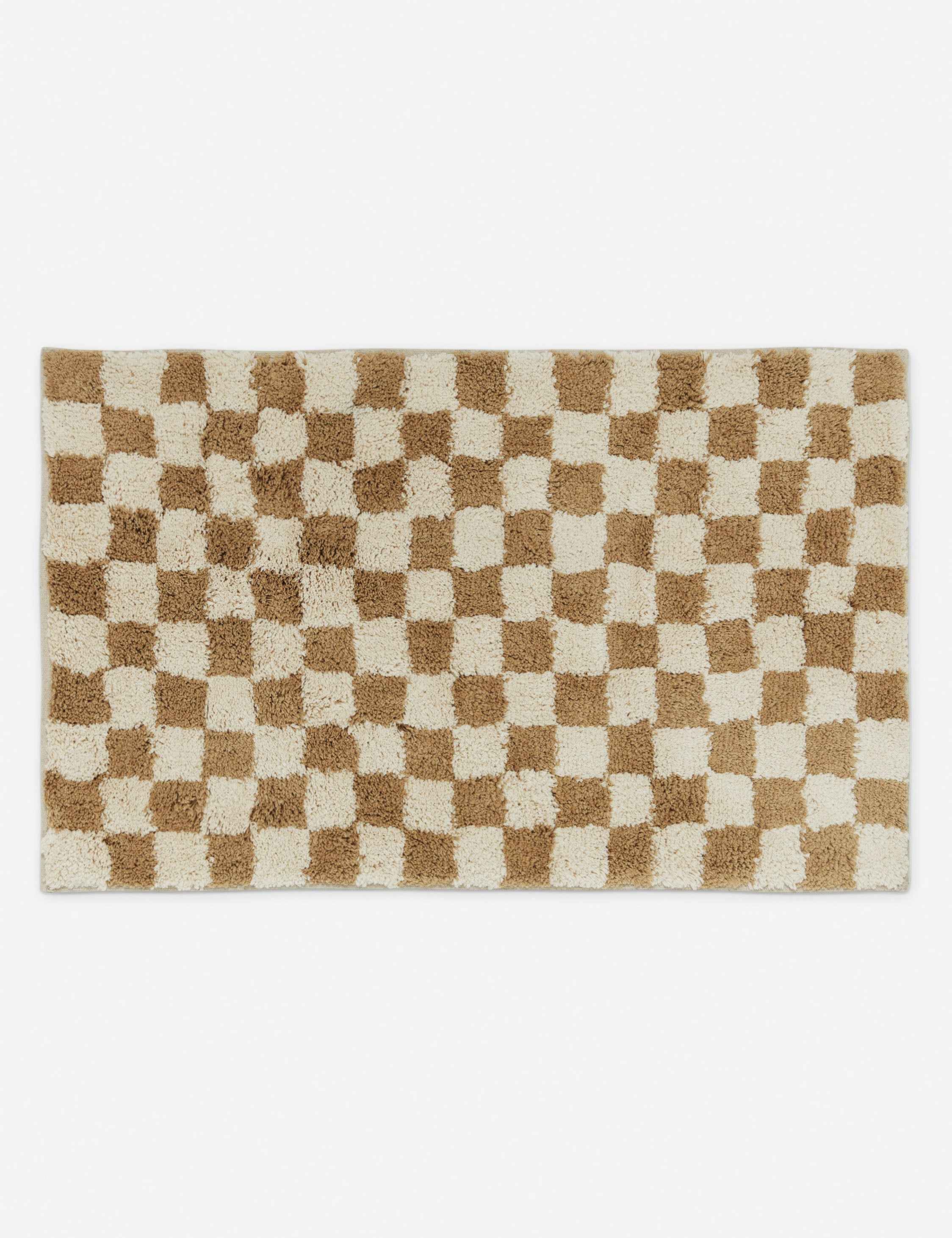 Bello Checkerboard Bath Mat | Two-Tone Pattern, Soft Touch