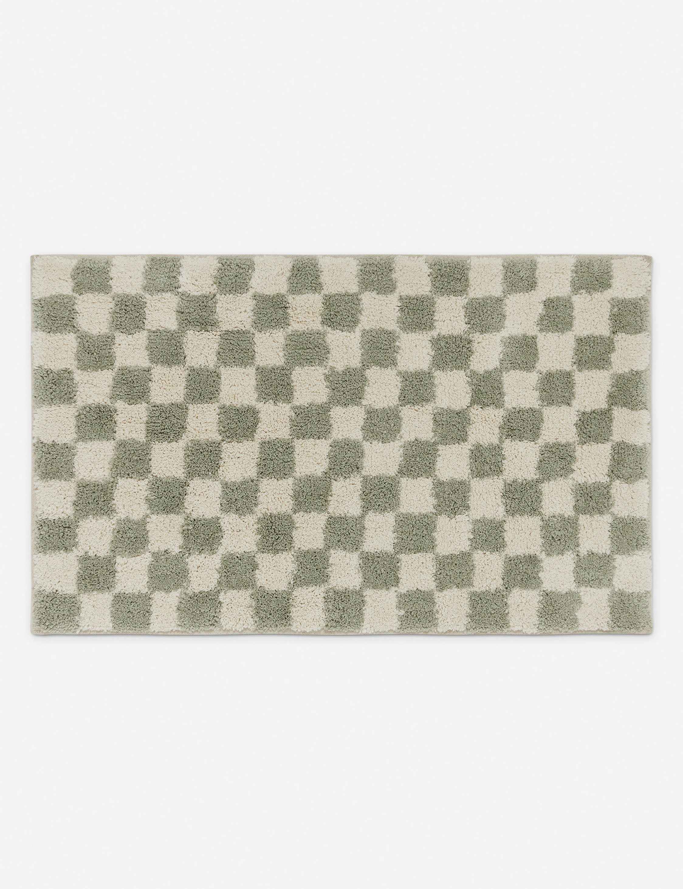 Bello Checkerboard Bath Mat | Two-Tone Hand-Drawn Design