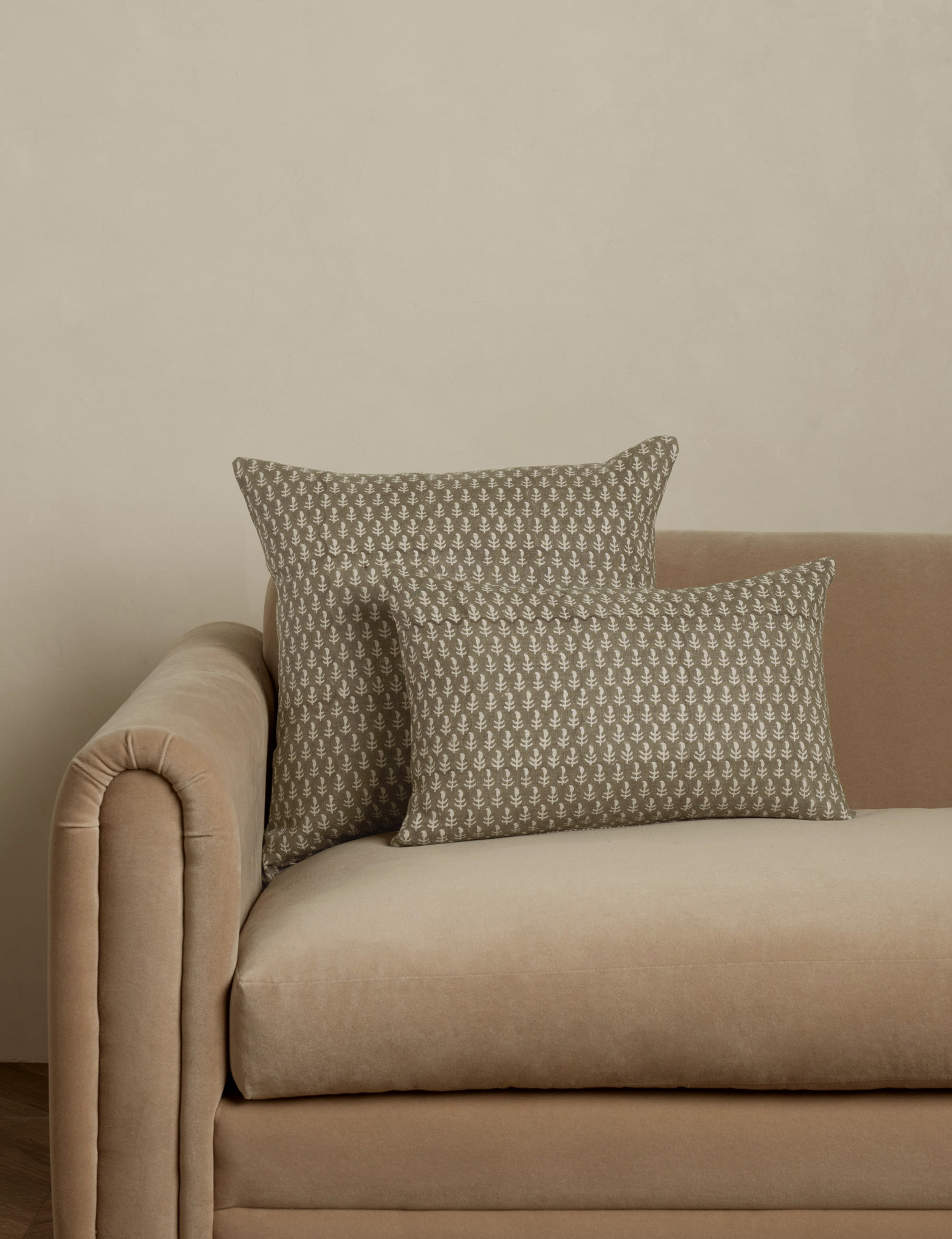 Astra Linen Pillow | Handmade Block Print, Floral Design