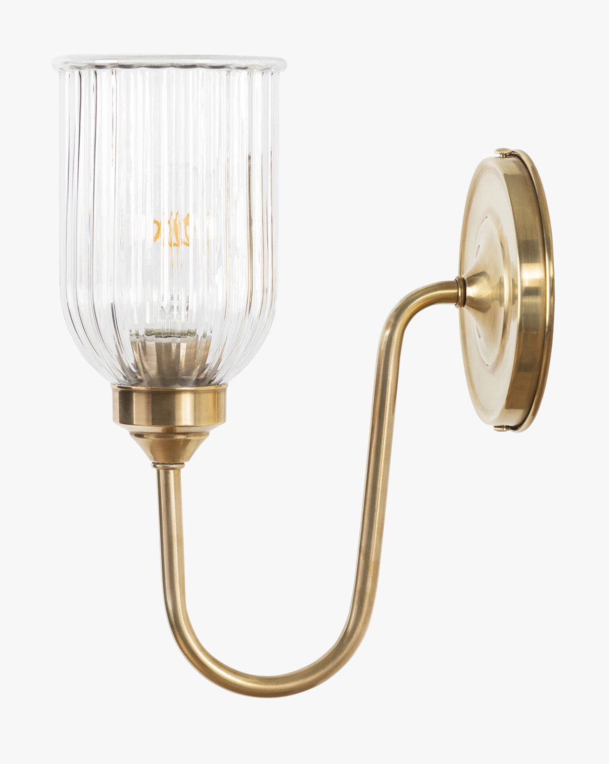 Cleo Sconce  Reeded Glass Shade  Burnished Bronze Arm