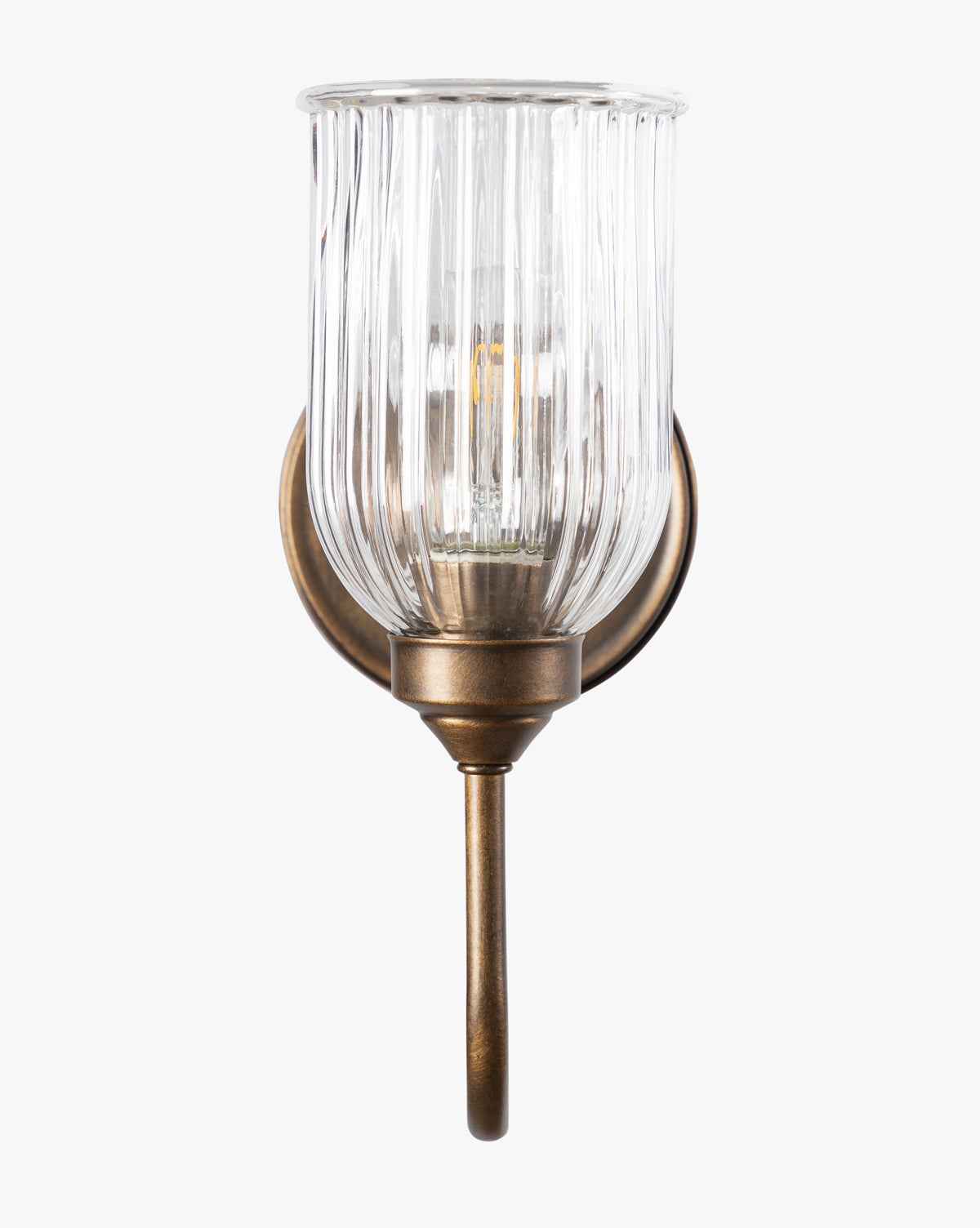 Cleo Sconce  Reeded Glass Shade  Burnished Bronze Arm