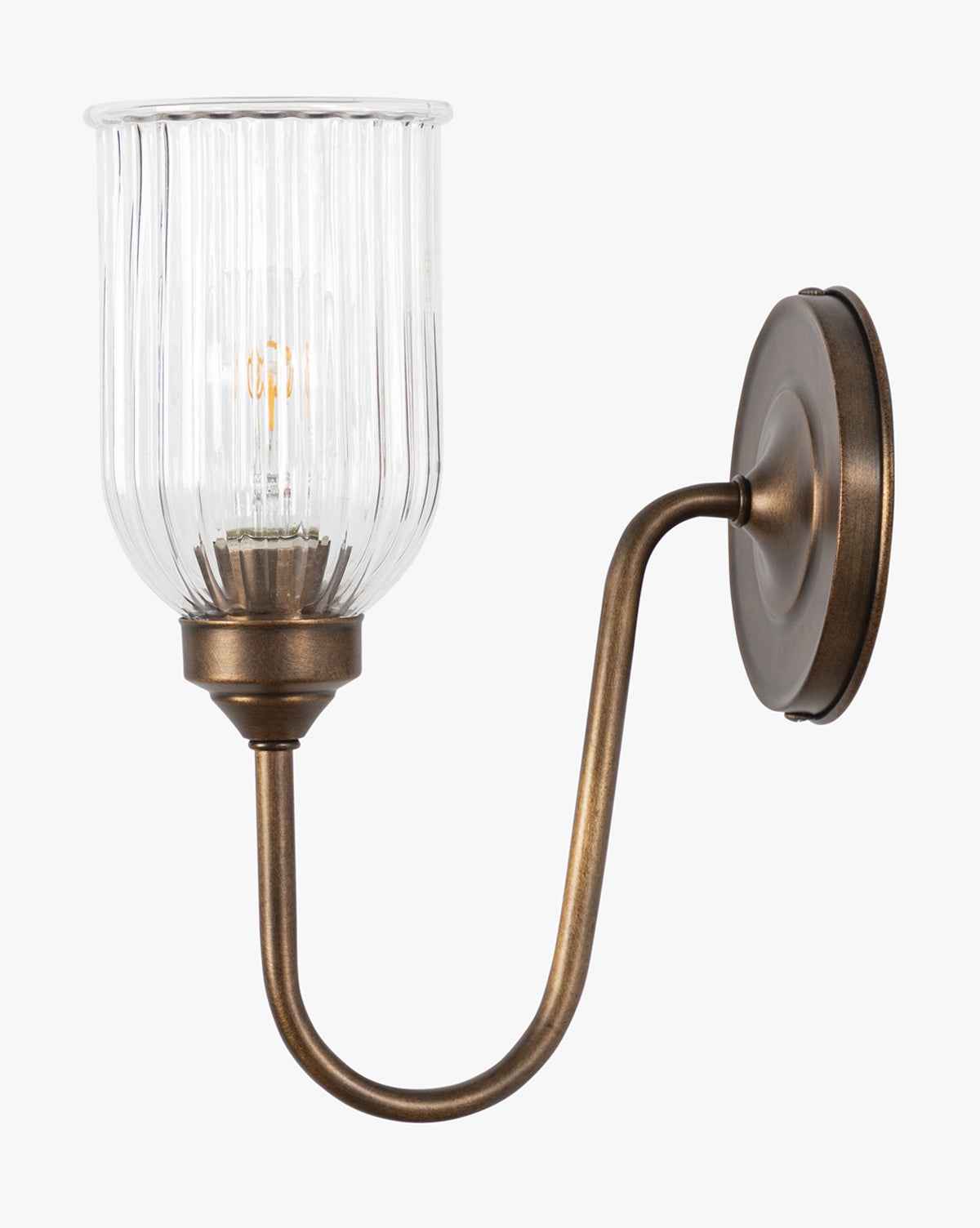 Cleo Sconce  Reeded Glass Shade  Burnished Bronze Arm