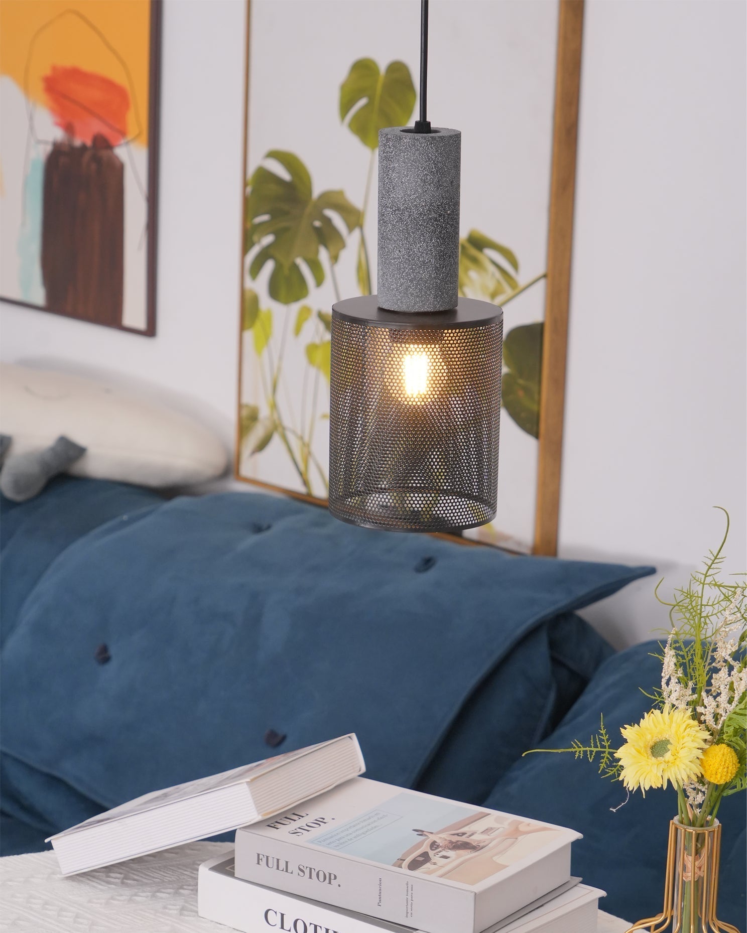 Brix Concrete Pendant Light | Industrial LED Hanging Lamp
