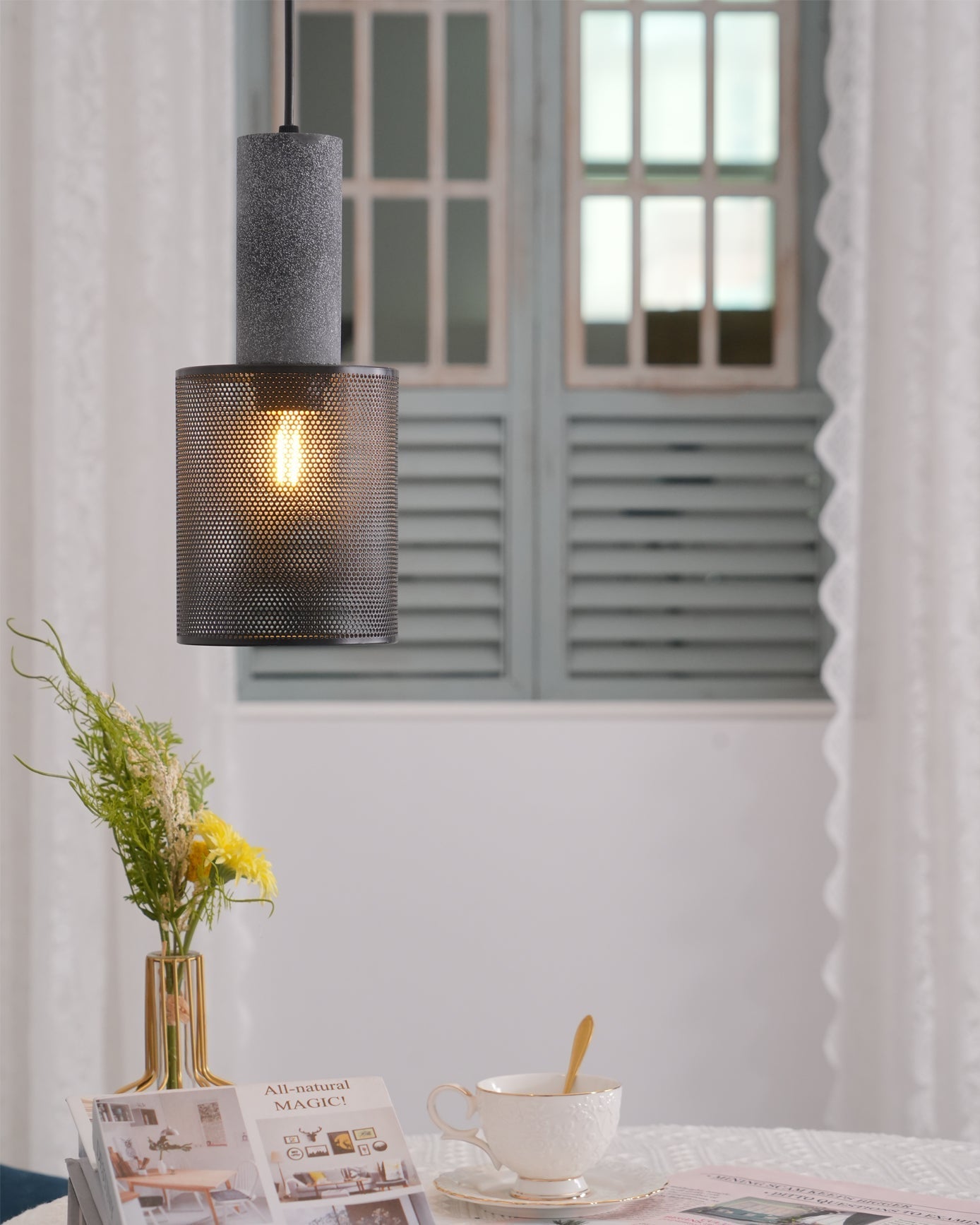 Brix Concrete Pendant Light | Industrial LED Hanging Lamp