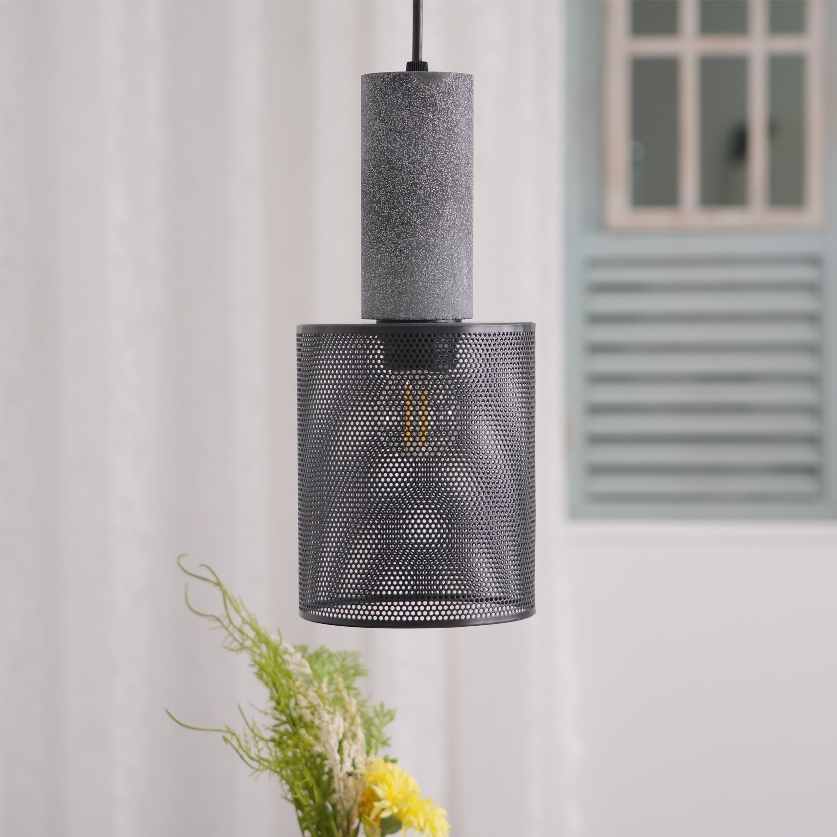 Brix Concrete Pendant Light | Industrial LED Hanging Lamp