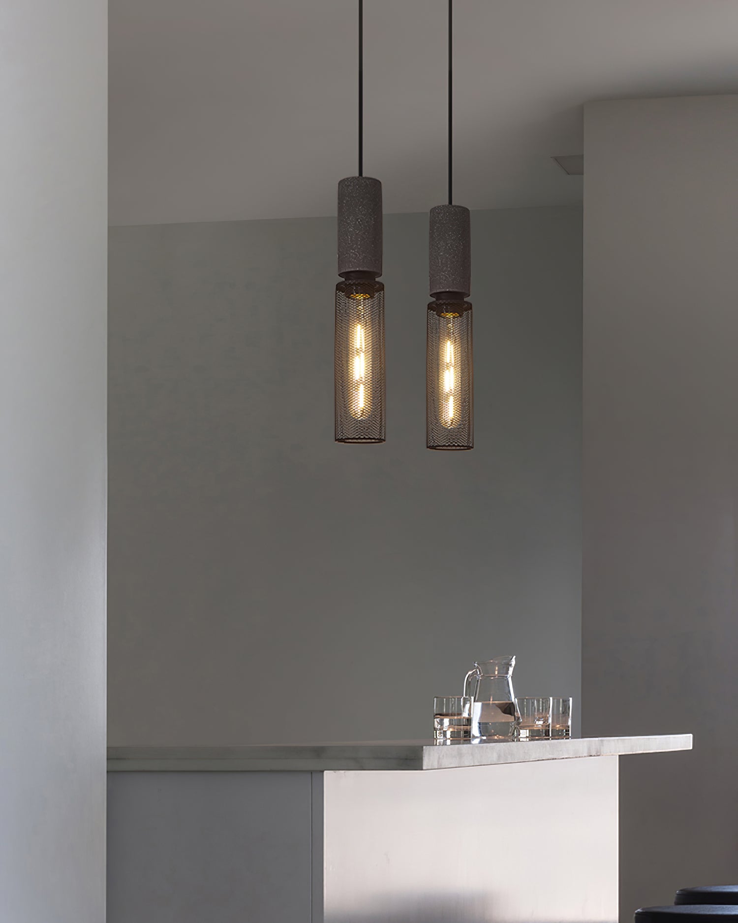 Brix Concrete Pendant Light | Industrial LED Hanging Lamp