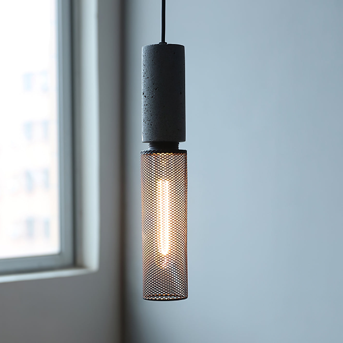 Brix Concrete Pendant Light | Industrial LED Hanging Lamp