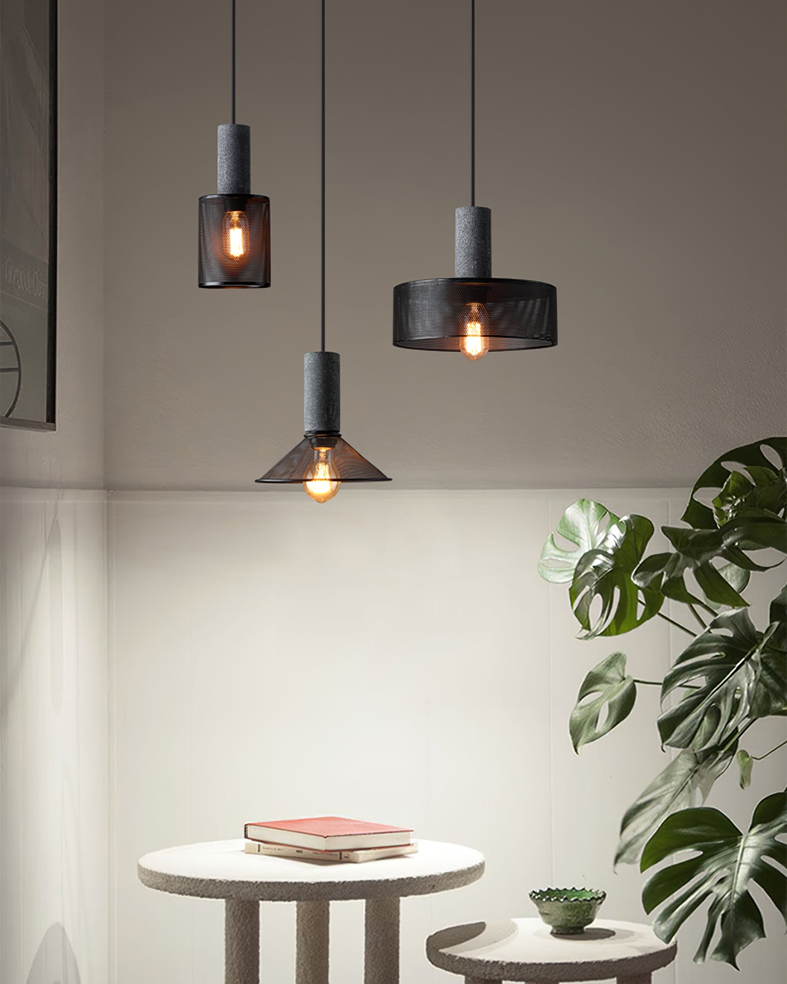 Brix Concrete Pendant Light | Industrial LED Hanging Lamp
