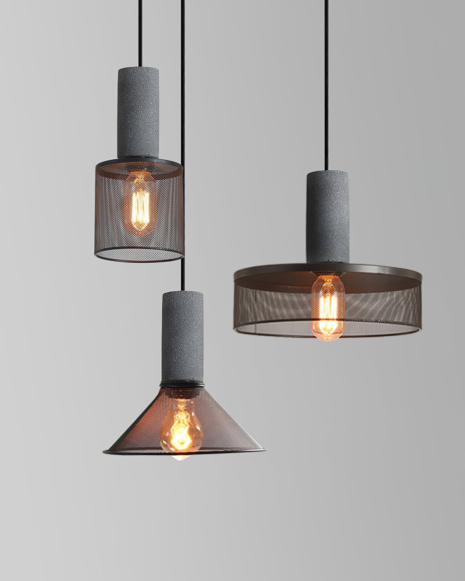 Brix Concrete Pendant Light | Industrial LED Hanging Lamp