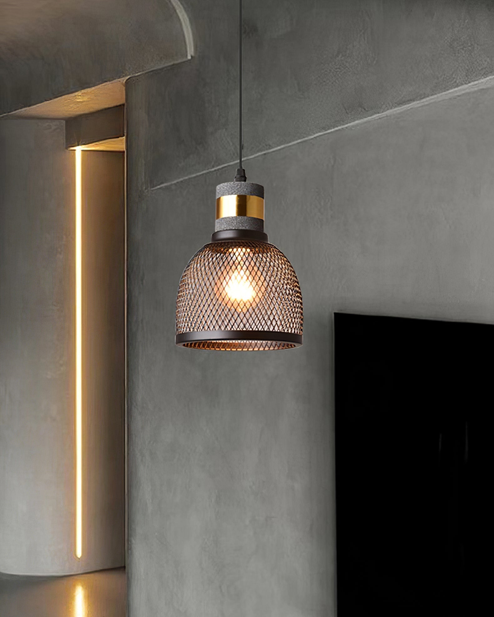 Brix Concrete Pendant Light | Industrial LED Hanging Lamp