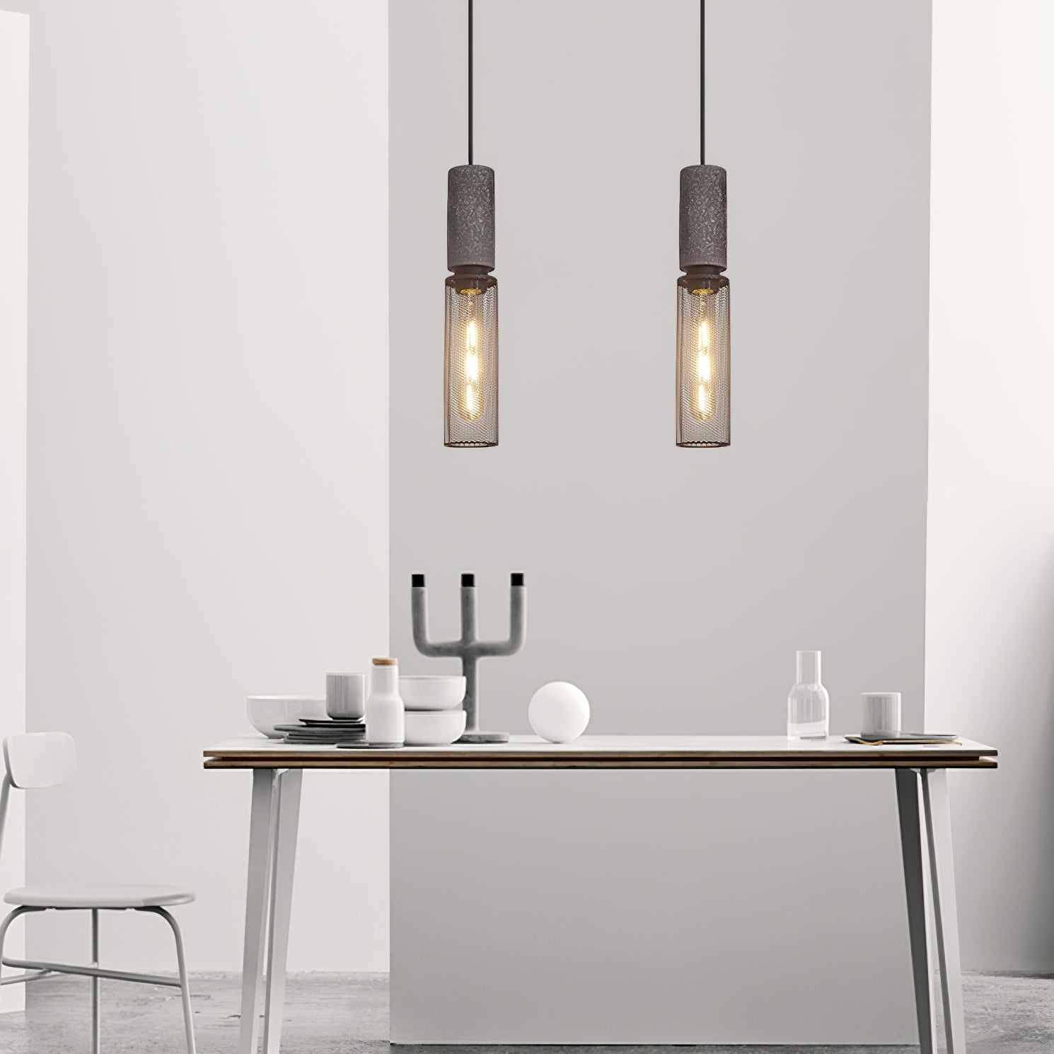 Brix Concrete Pendant Light | Industrial LED Hanging Lamp