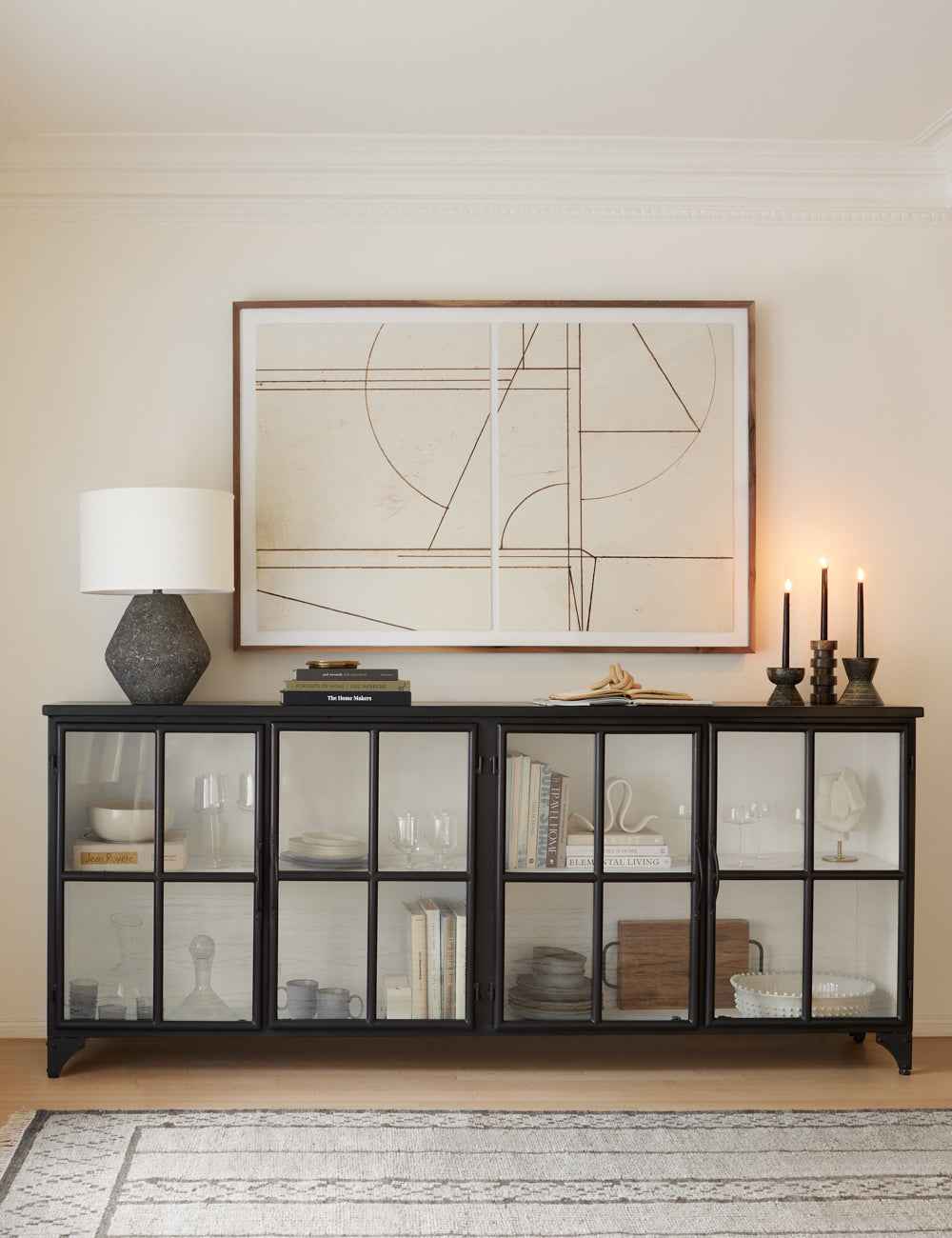 Kaya Table Lamp | Textured Base, Curved Linen Shade