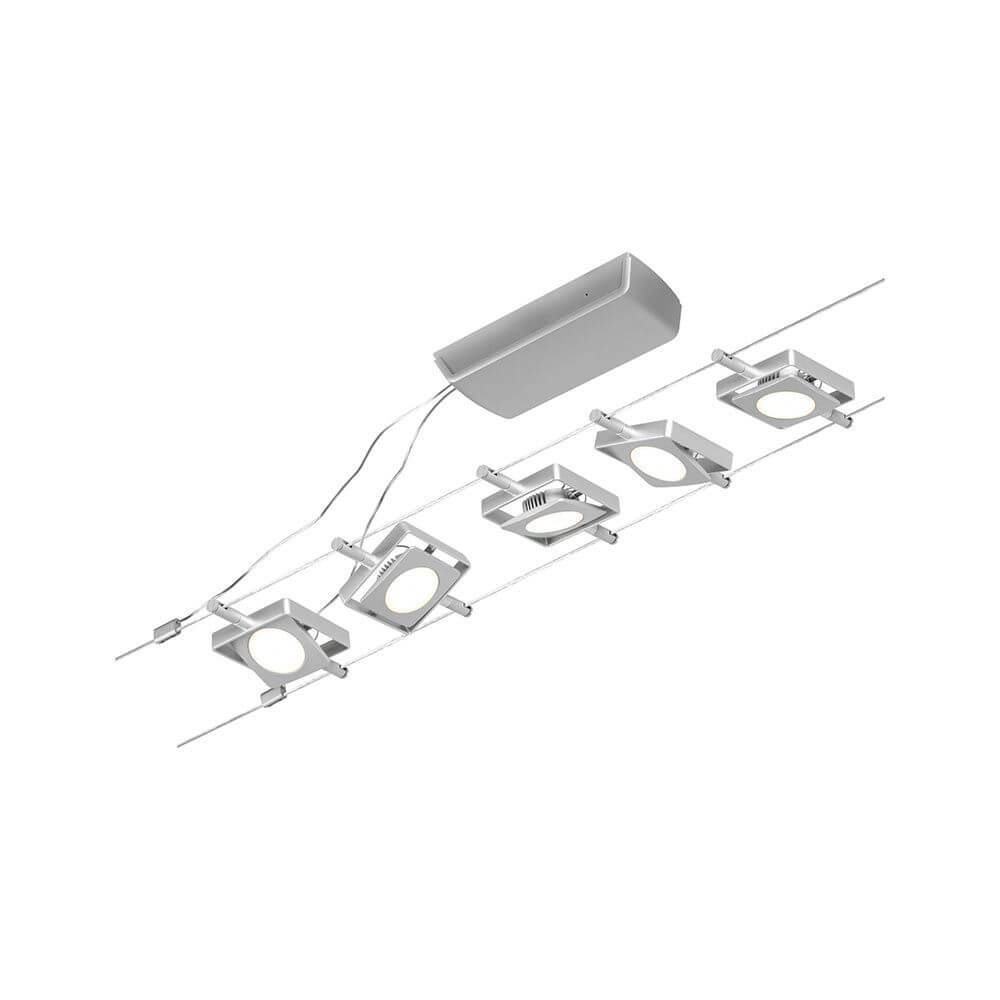 Cielo LED Cable System | Chrome-Matt, 10m Length, Wall/Ceiling Mount