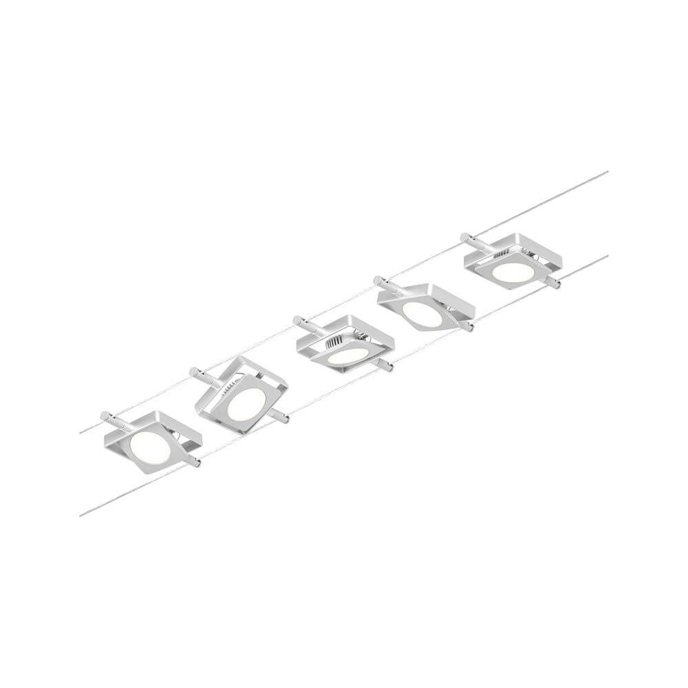 Cielo LED Cable System | Chrome-Matt, 10m Length, Wall/Ceiling Mount