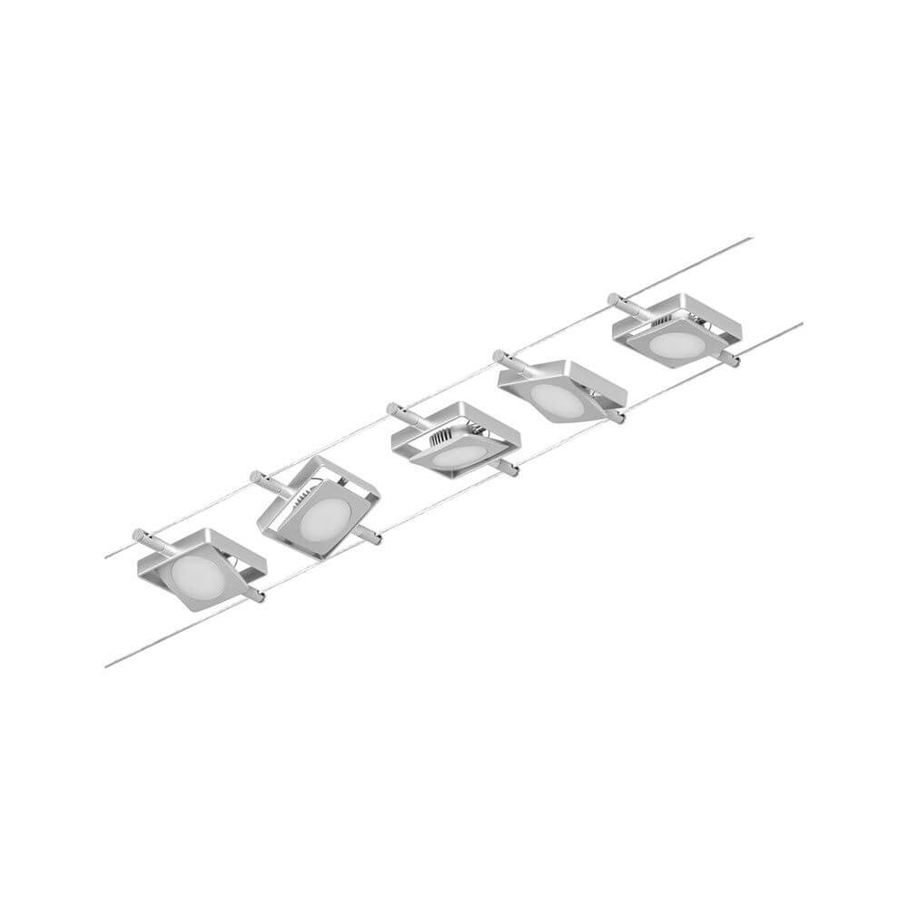 Cielo LED Cable System | Chrome-Matt, 10m Length, Wall/Ceiling Mount