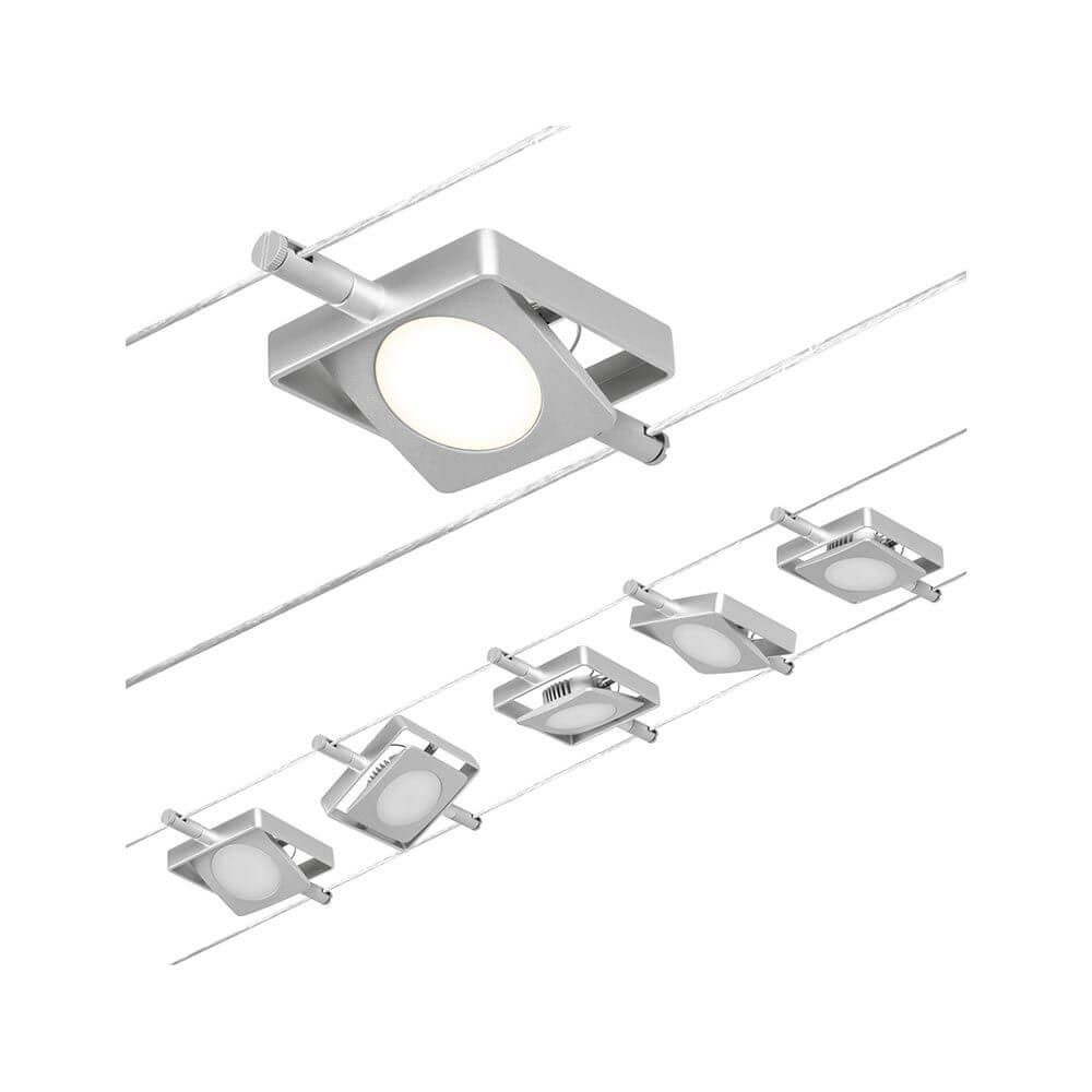Cielo LED Cable System | Chrome-Matt, 10m Length, Wall/Ceiling Mount