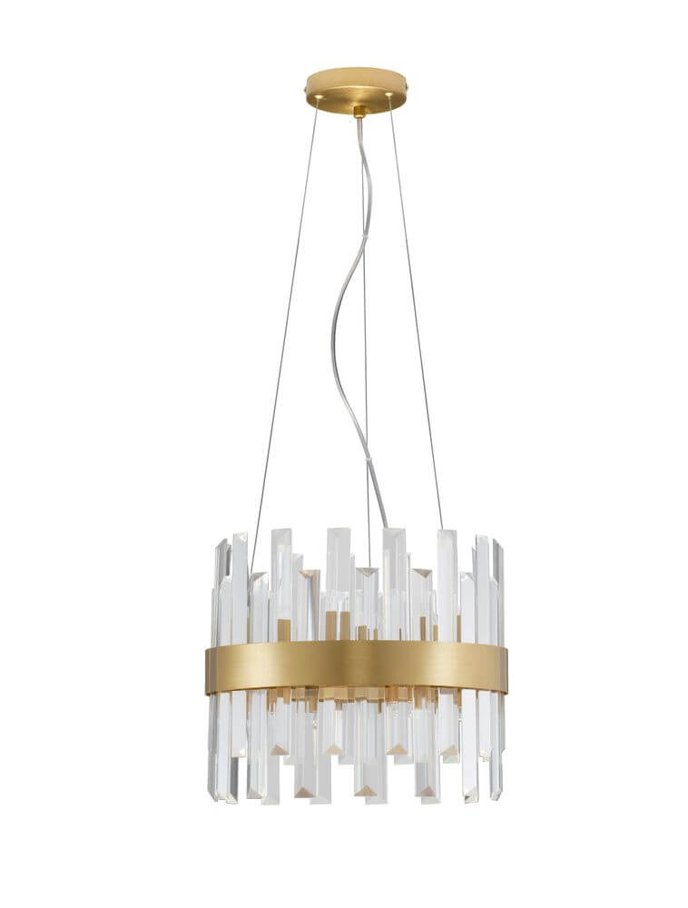 Bela Crown Pendant Light | 5-Bulb, Satin Gold & Crystal