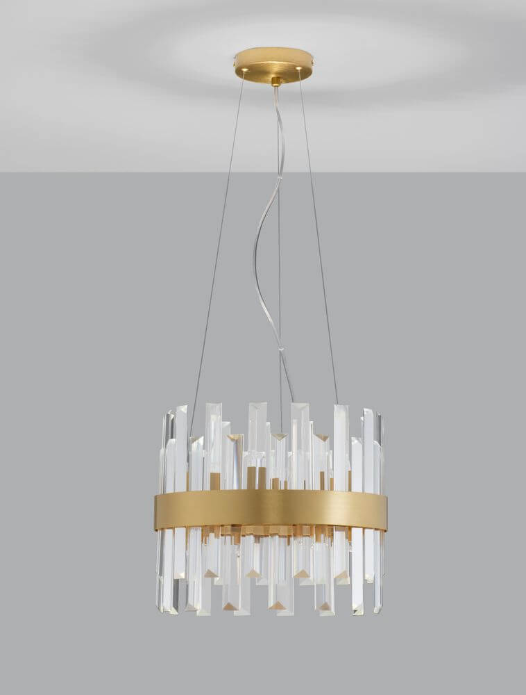 Bela Crown Pendant Light | 5-Bulb, Satin Gold & Crystal