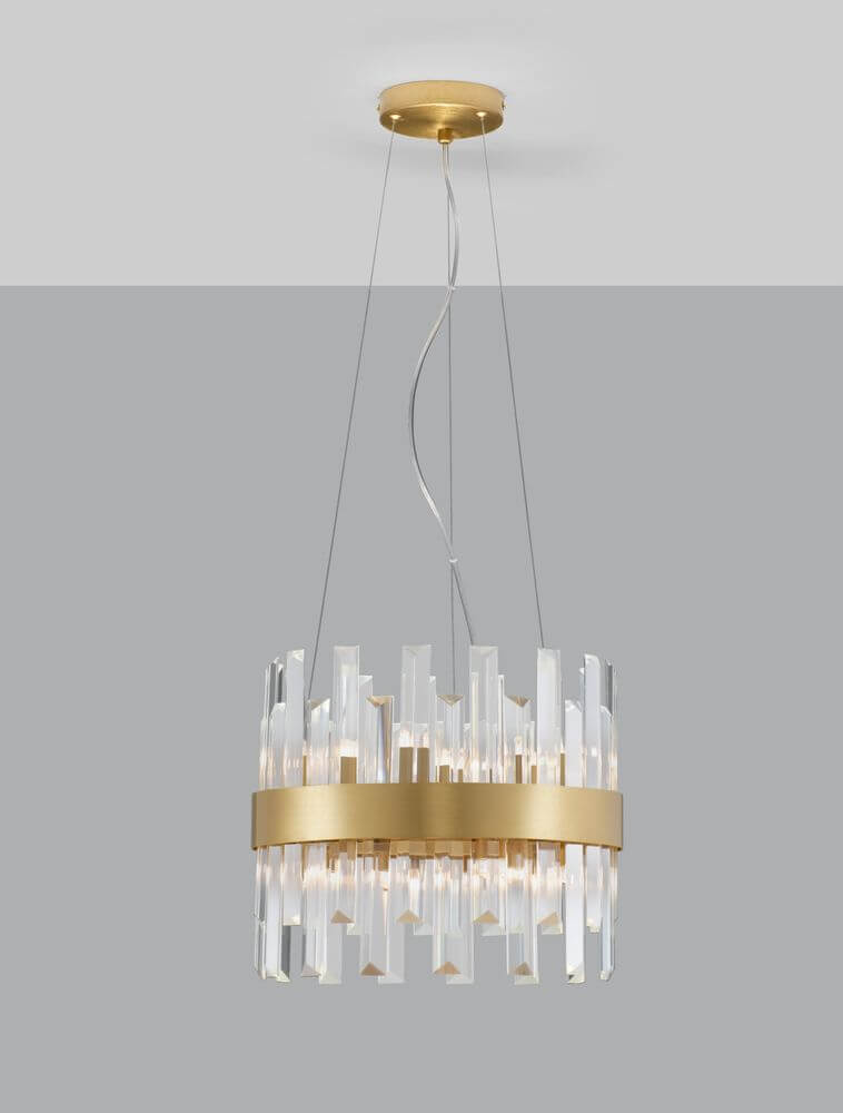 Bela Crown Pendant Light | 5-Bulb, Satin Gold & Crystal