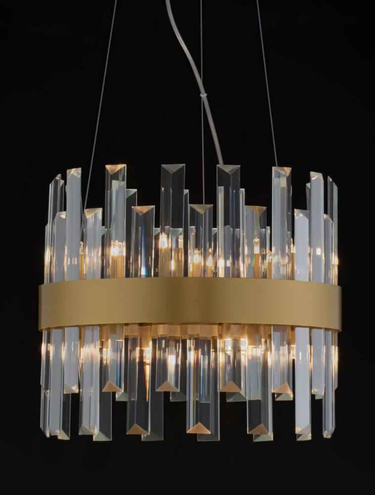 Bela Crown Pendant Light | 5-Bulb, Satin Gold & Crystal