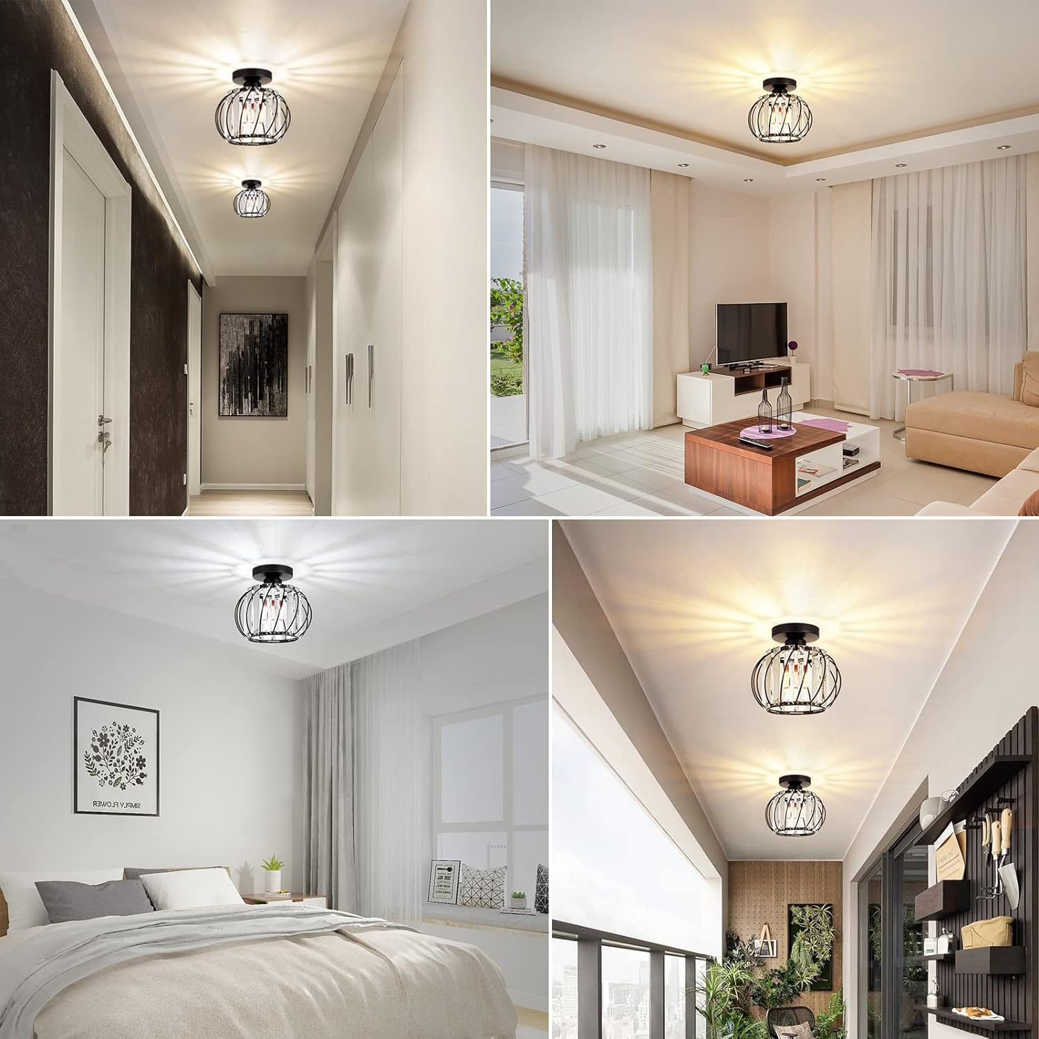 Dante Plafondlamp | Open Design met Glas & Metaal, Zwart of Goud
