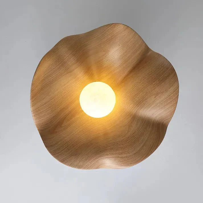 Bela Lotus Ceiling Light | Scandinavian Wood & Iron Flush Lamp