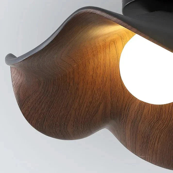 Bela Lotus Ceiling Light | Scandinavian Wood & Iron Flush Lamp