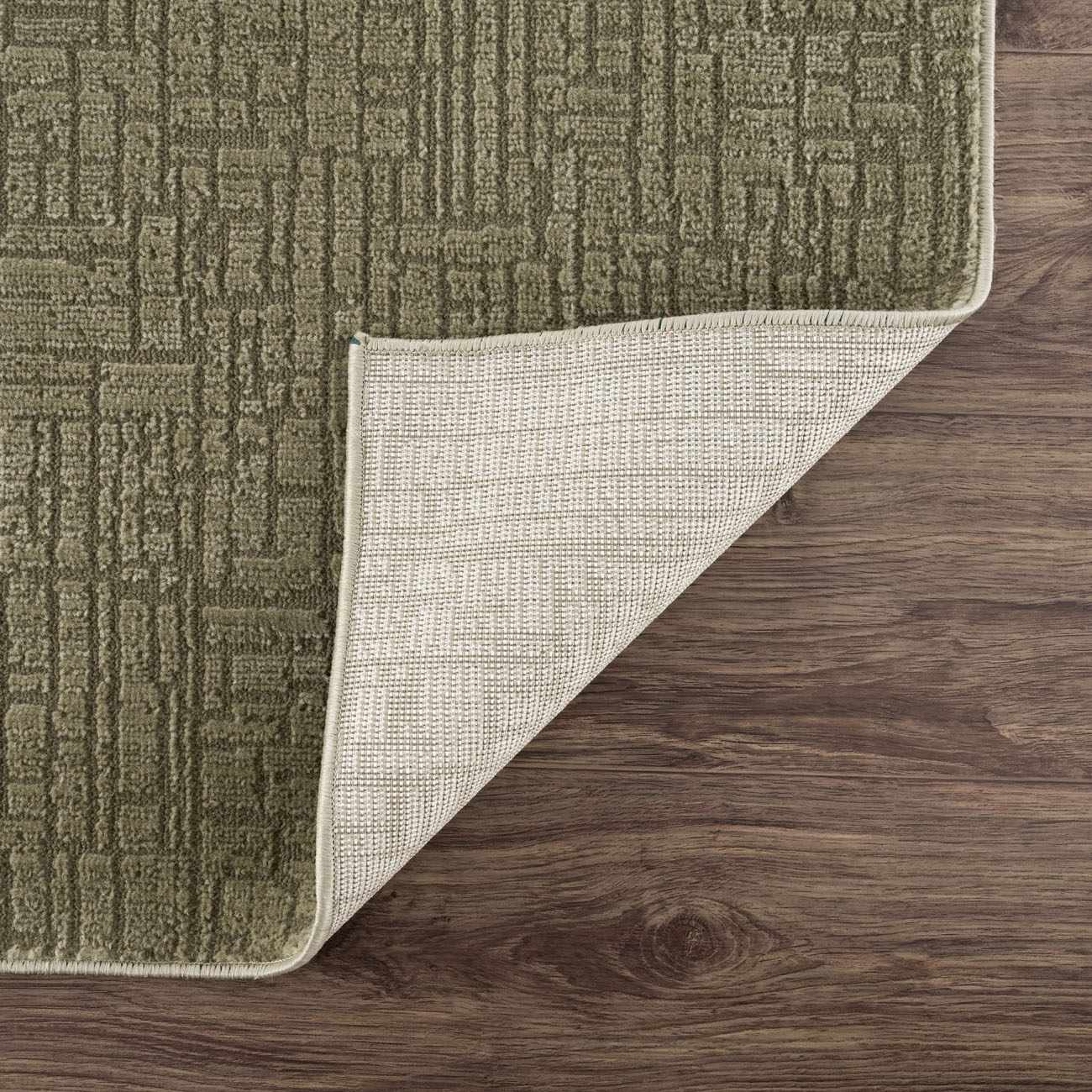 Luxe Leanna Area Rug  Machine Washable Polyester, Solid Green