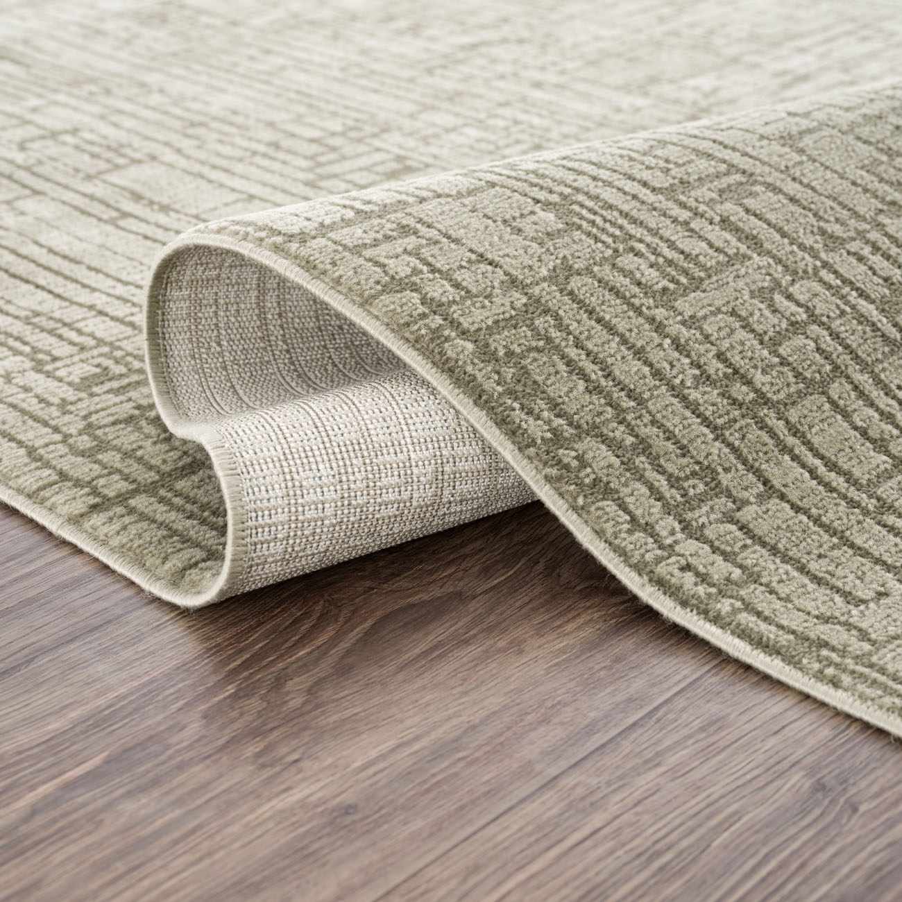Luxe Leanna Area Rug  Machine Washable Polyester, Solid Green