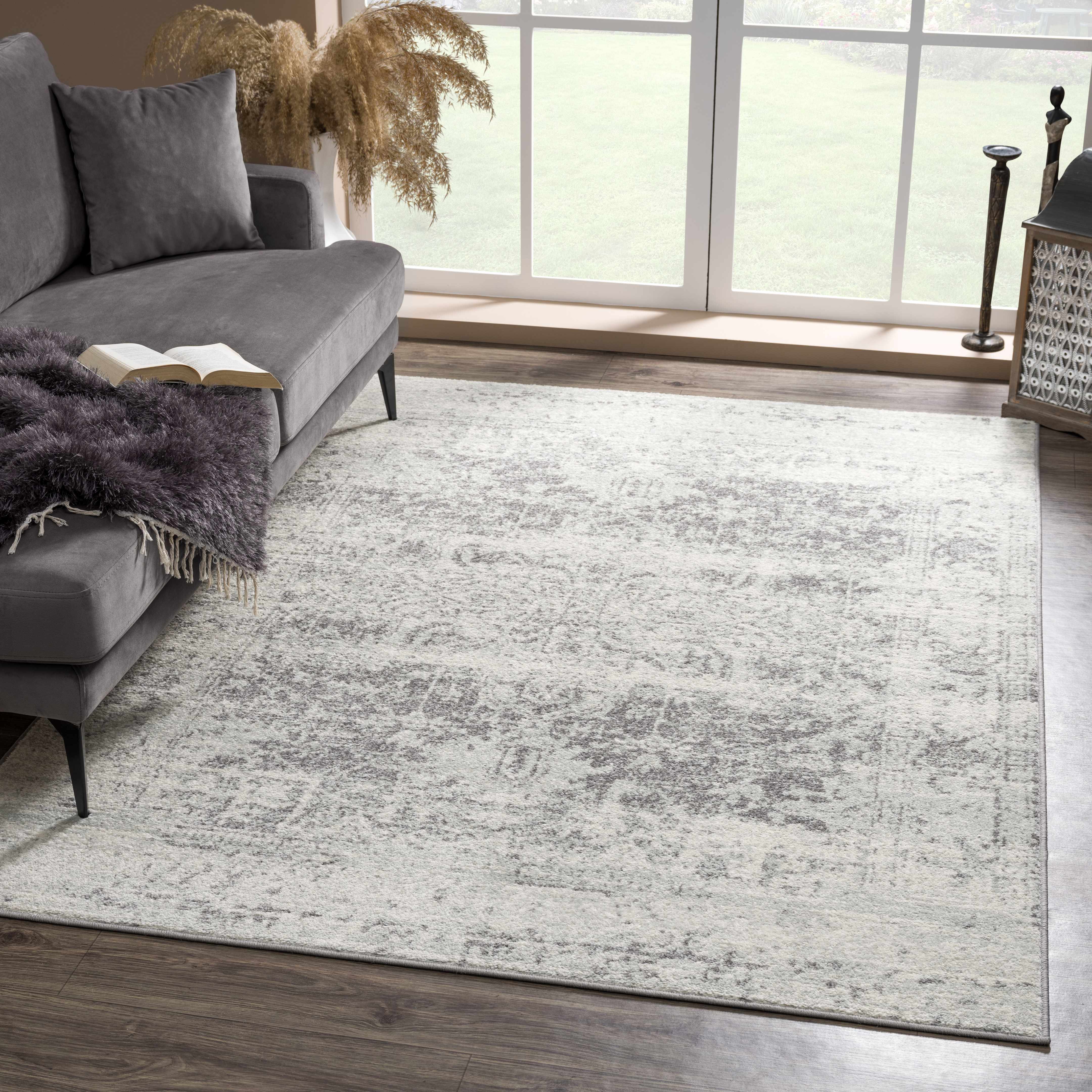 Raven Area Rug  Machine Woven  Charcoal Medium Gray