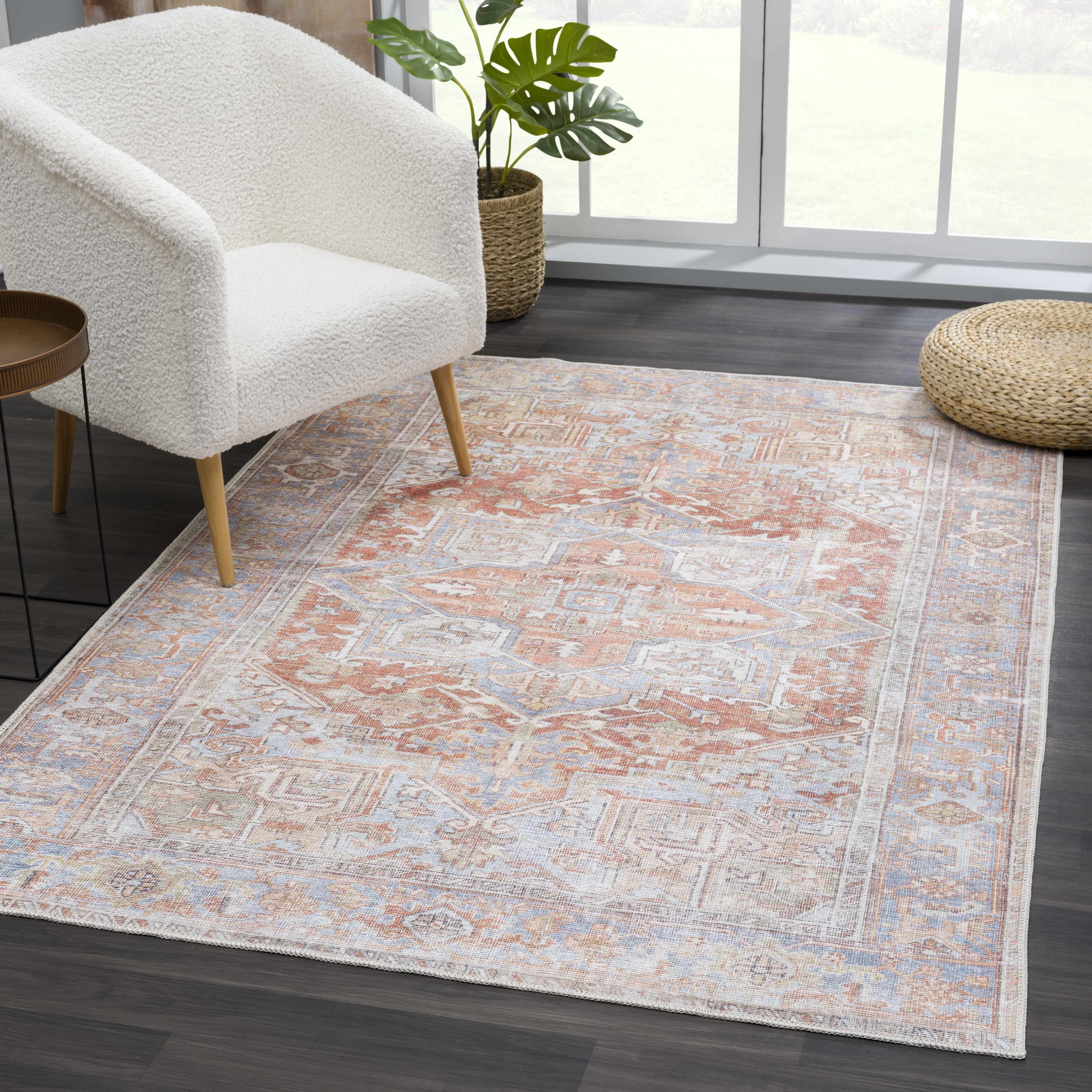 Maayon Vintage Rug  Washable  100% Polyester, Low Pile