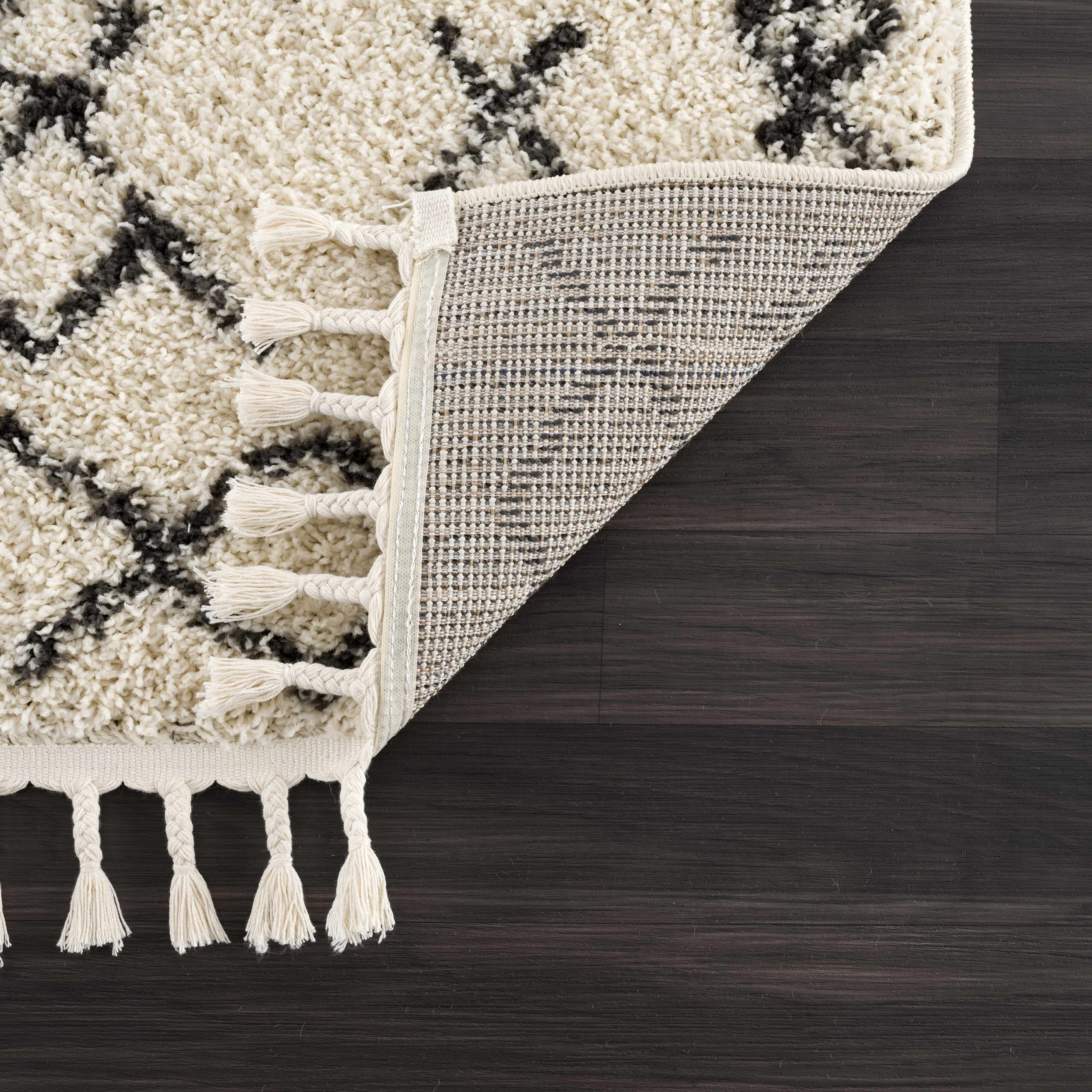 Bello Plush Area Rug  Machine Woven  Charcoal/Beige