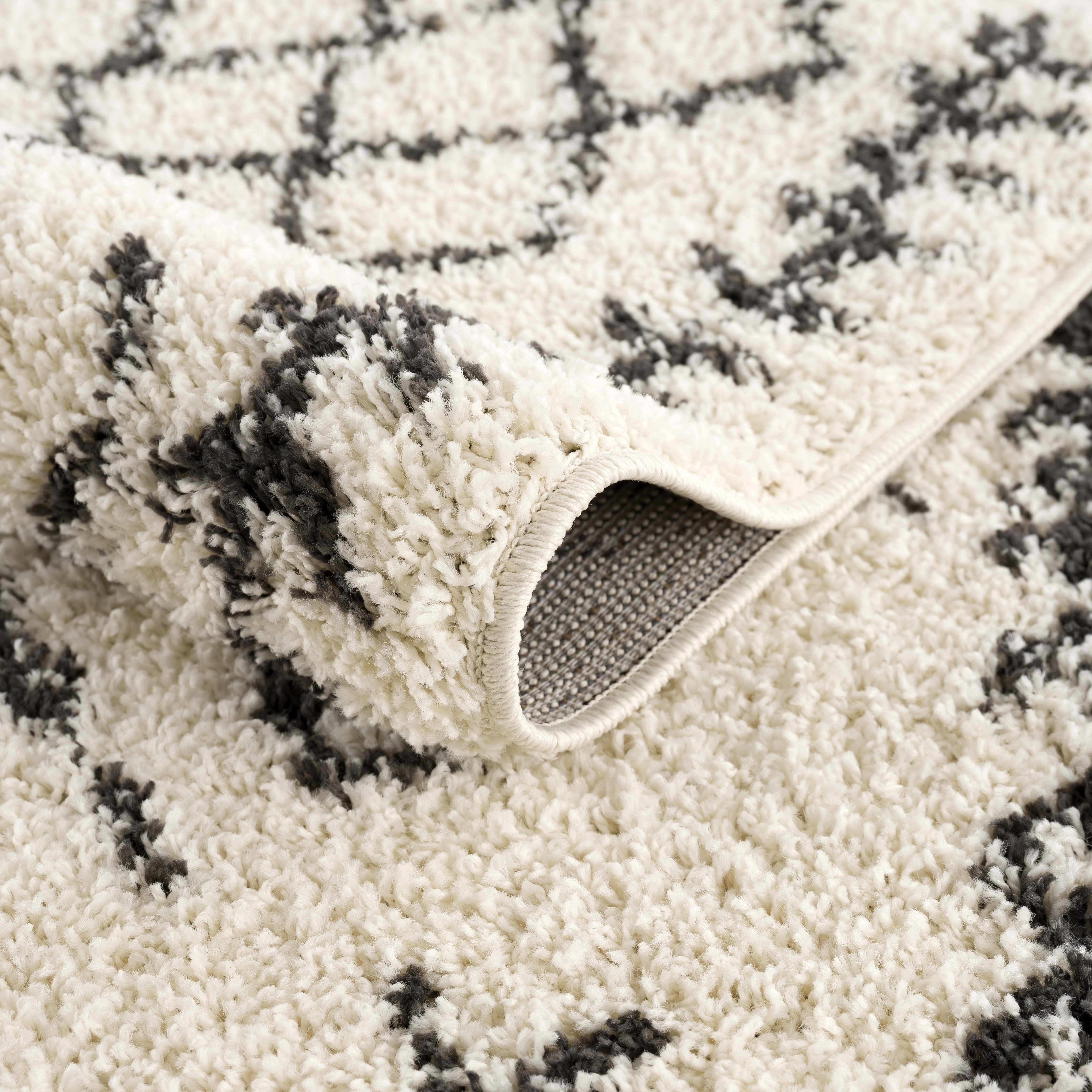 Bello Plush Area Rug  Machine Woven  Charcoal/Beige