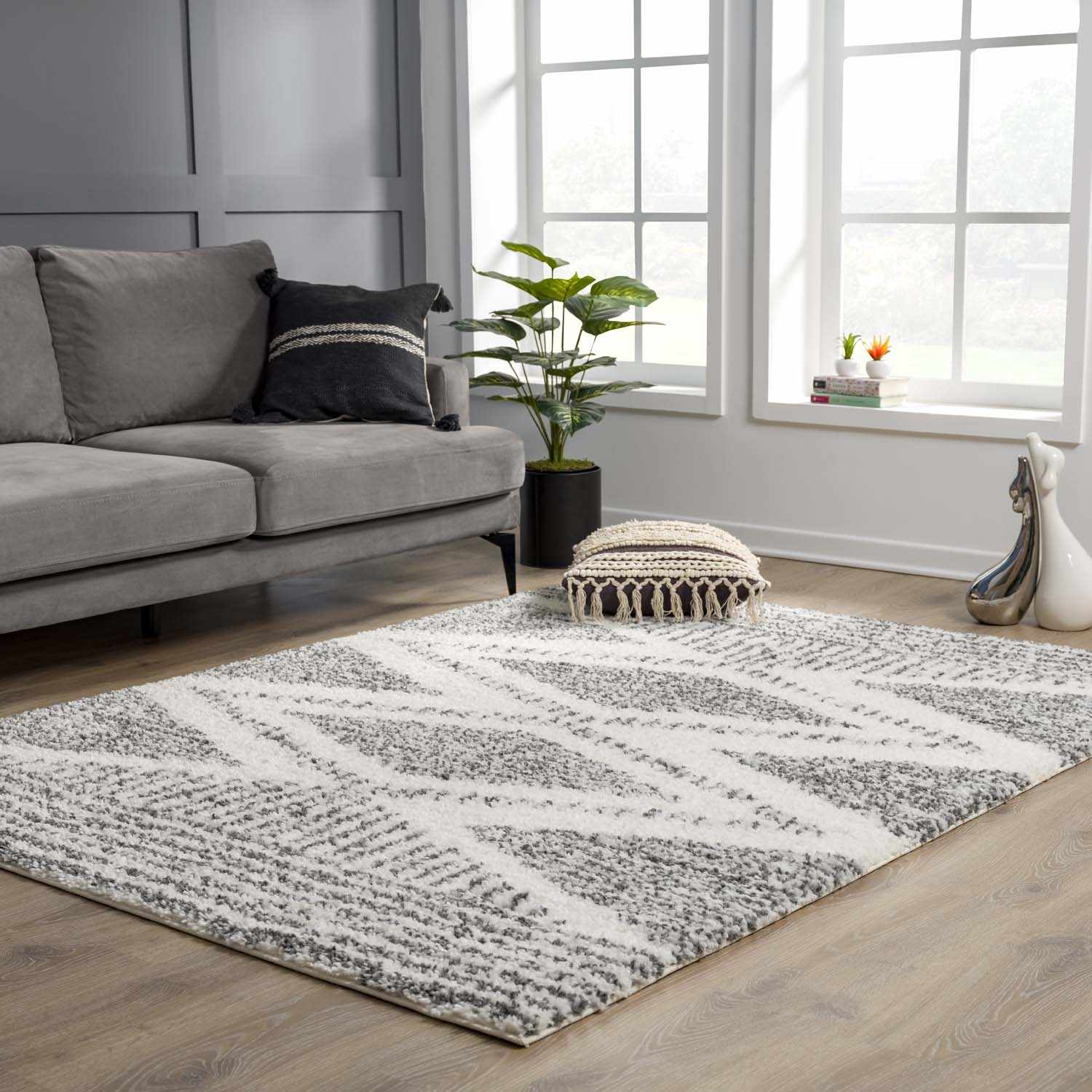 Trundo Plush Area Rug  Machine Woven  Transitional Bohemian
