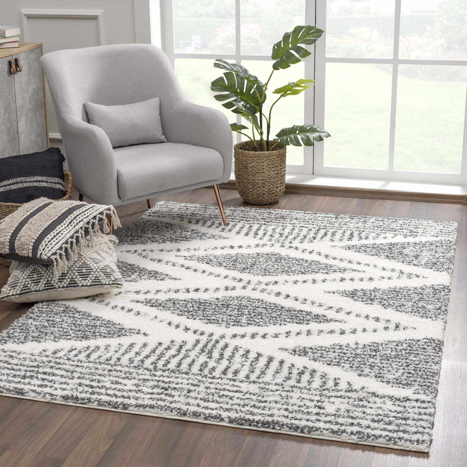 Trundo Plush Area Rug  Machine Woven  Transitional Bohemian