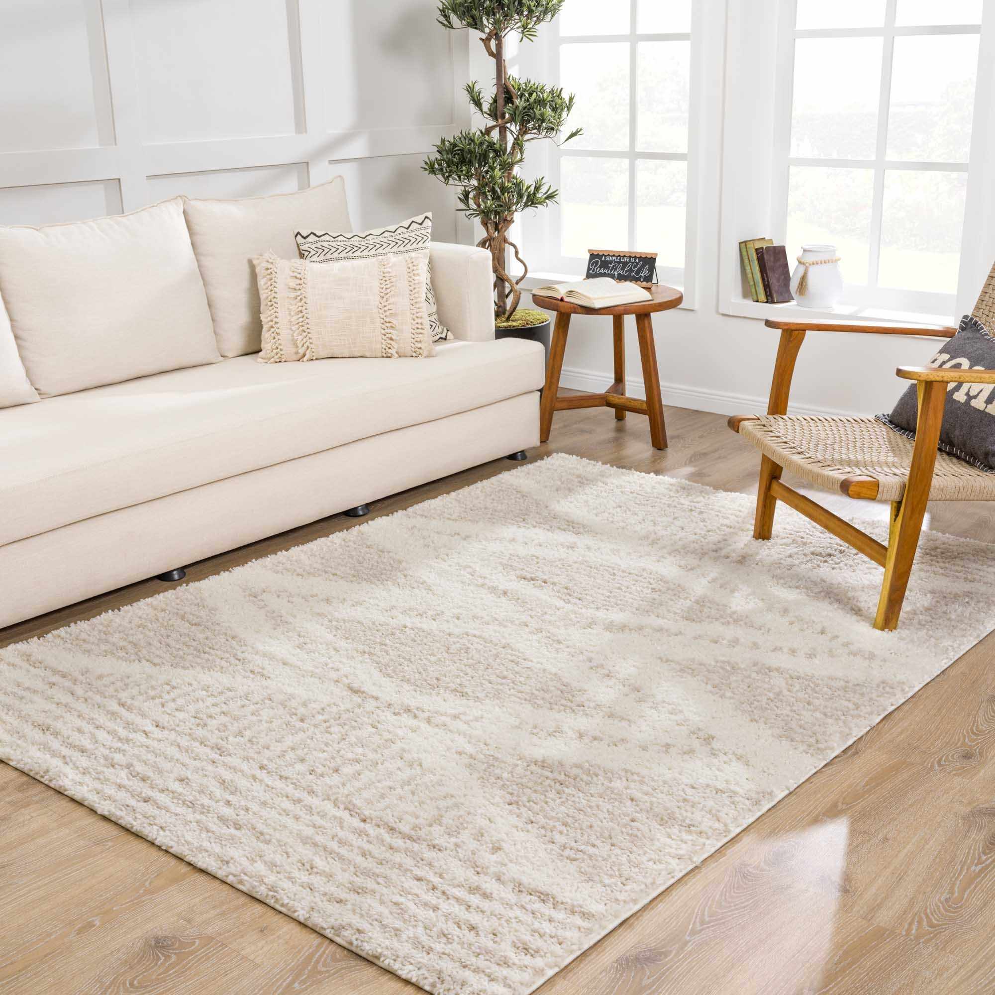 Bello Plush Rug  Light Beige  Machine Woven  1.18" Pile Height