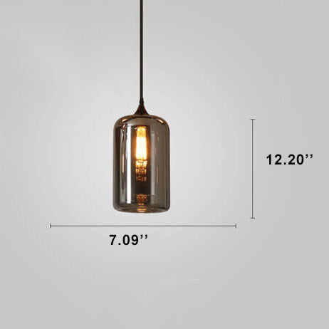 Contemporary Smoke Gray Glass LED Pendant Light with Single Bulb