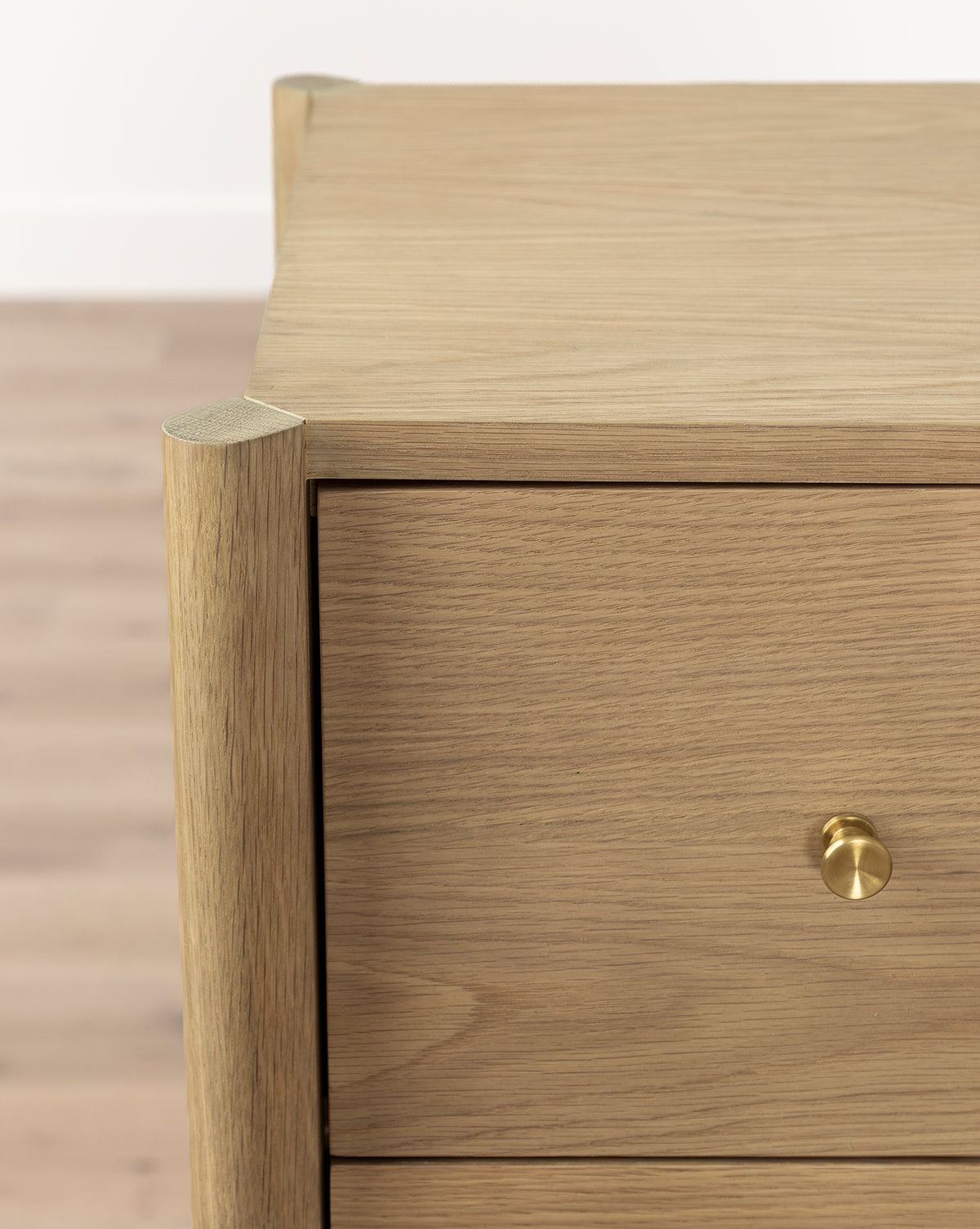 Dara Tallboy Dresser  White Oak with Brass Hardware
