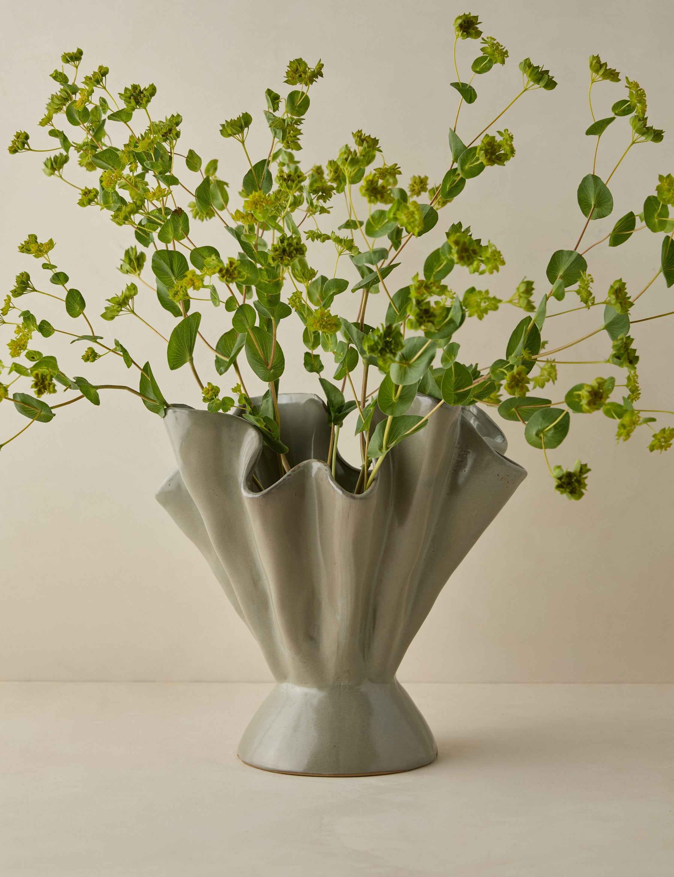 Dara Ruffled Vase | Stoneware, Reactive Glaze Finish