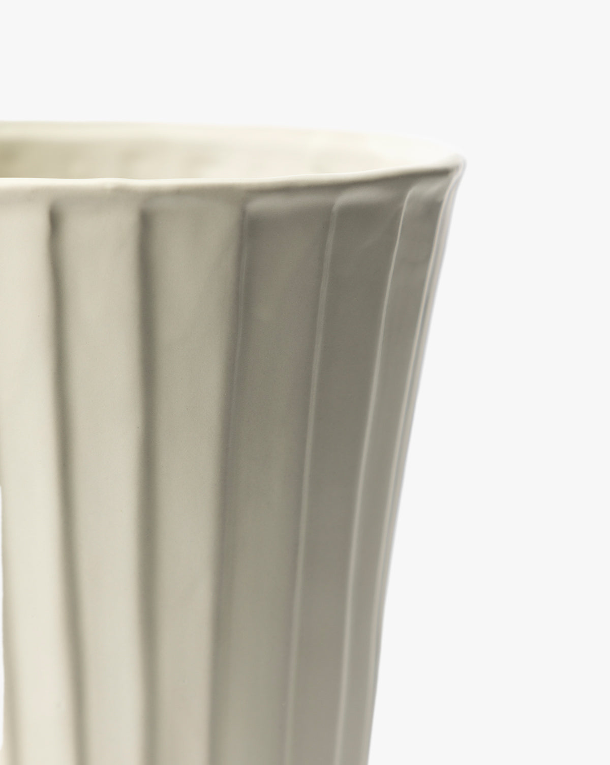 Dara Footed Vase Stoneware Fluted Texture Satin Glaze Finish