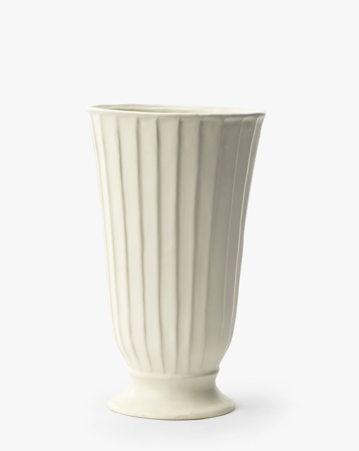 Dara Footed Vase Stoneware Fluted Texture Satin Glaze Finish