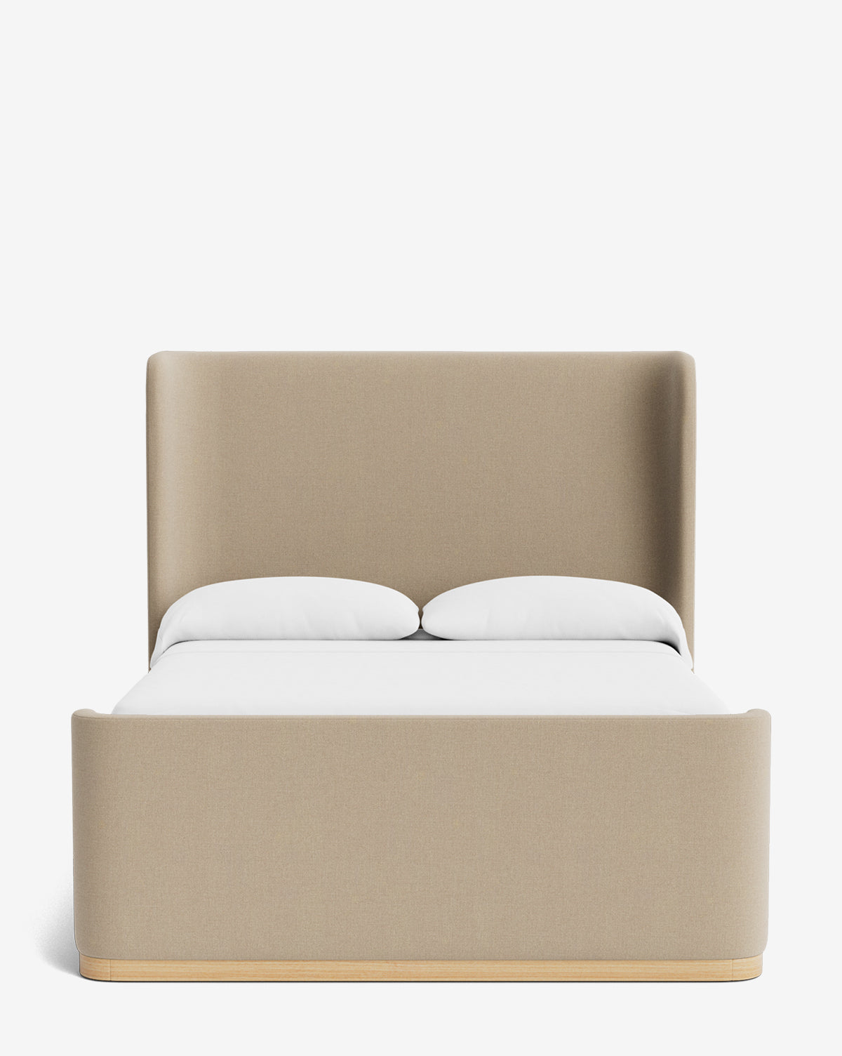 Brio Upholstered Bed  Oatmeal Linen, Solid Wood Frame